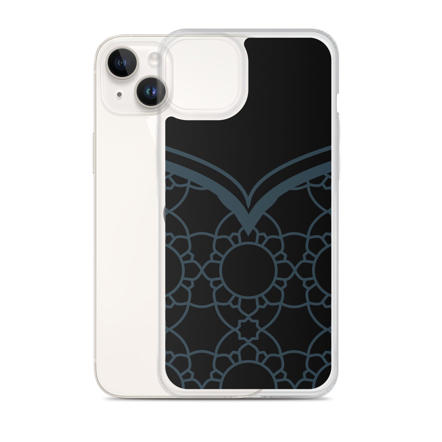 Geometric Black Winter Blue Clear Case for iPhone®