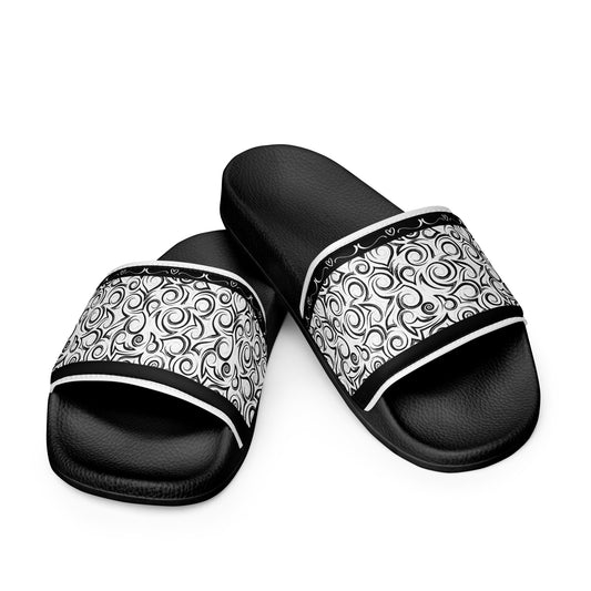 Geometric Love womens-slides-sandals black-front-3