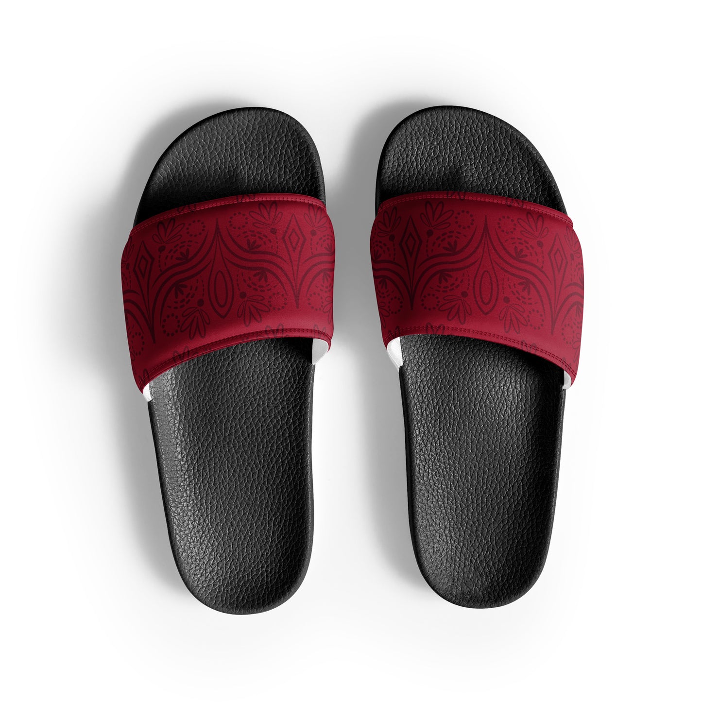 Geometric Red womens-slides-sandals black-front