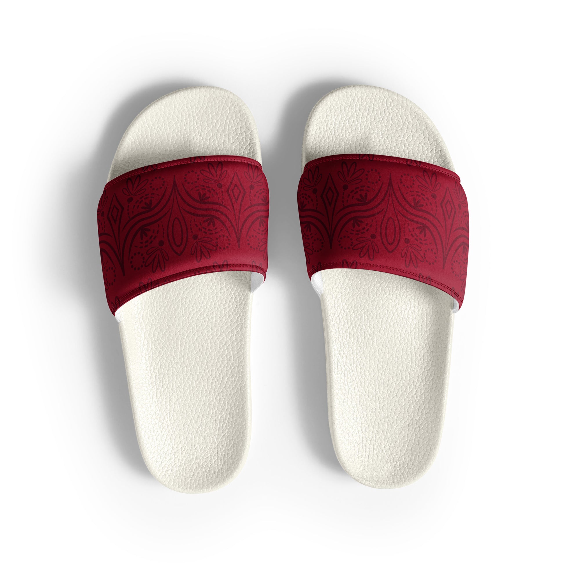 Geometric Red womens-slides-sandals white-front