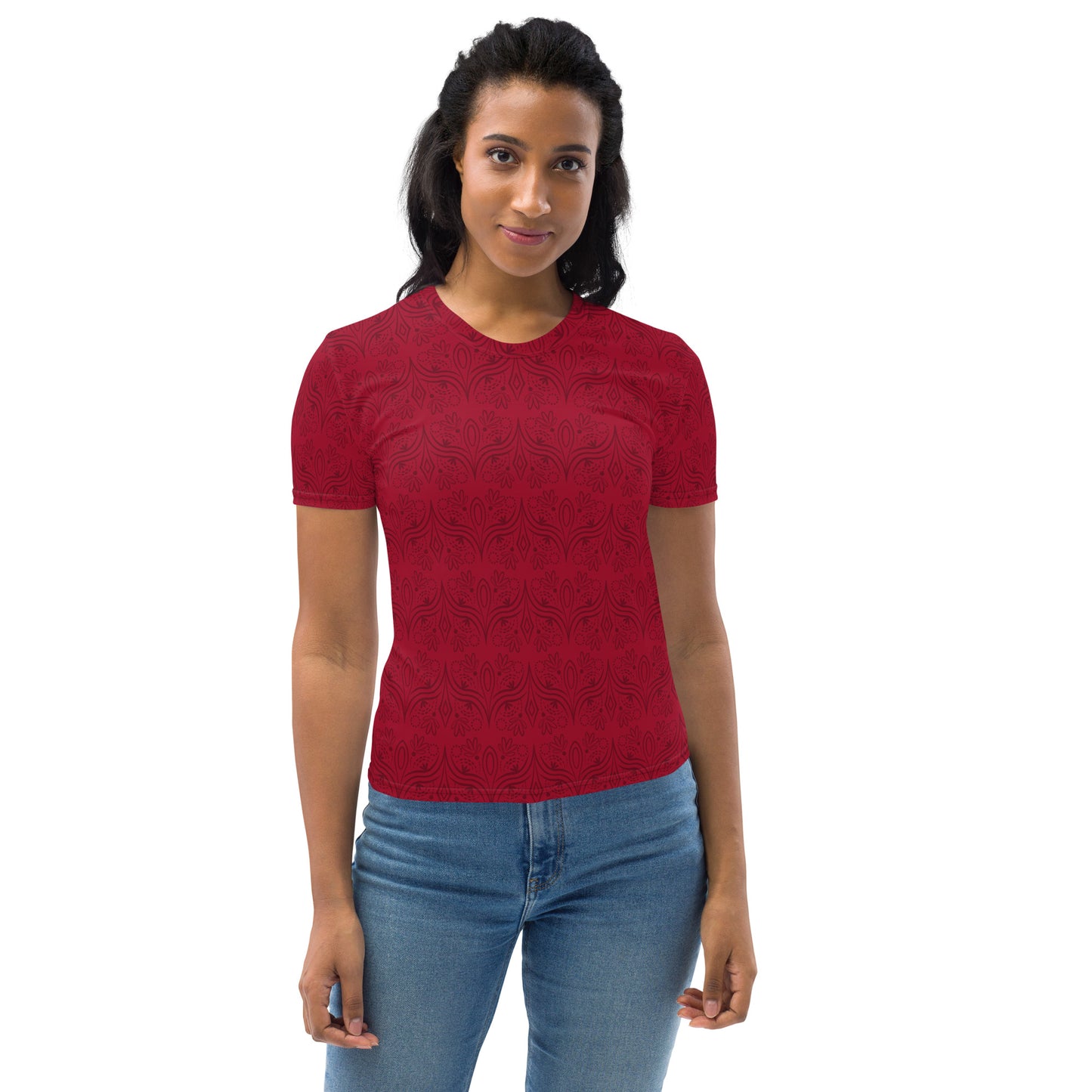 Geometric Star Red Women's Crew Neck T-Shirt