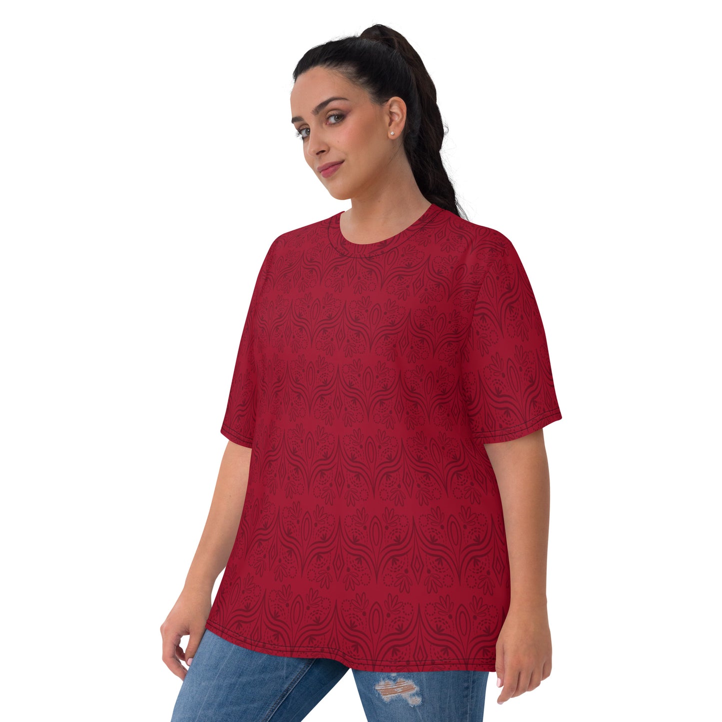 Geometric Star Red Women's Crew Neck T-Shirt