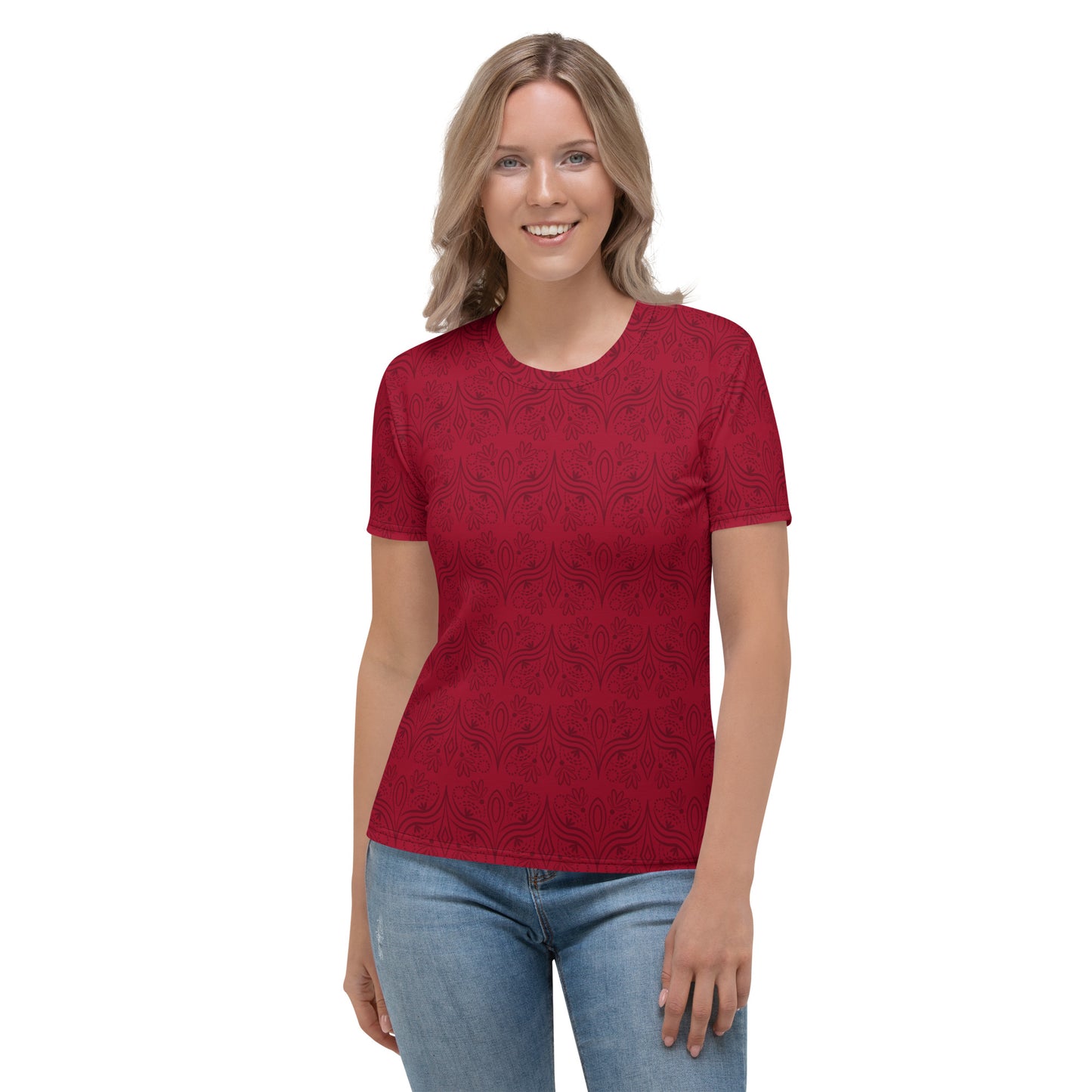 Geometric Star Red Women's Crew Neck T-Shirt