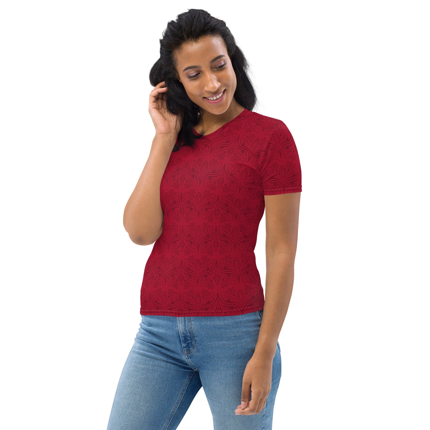 Geometric Star Red Women's Crew Neck T-Shirt