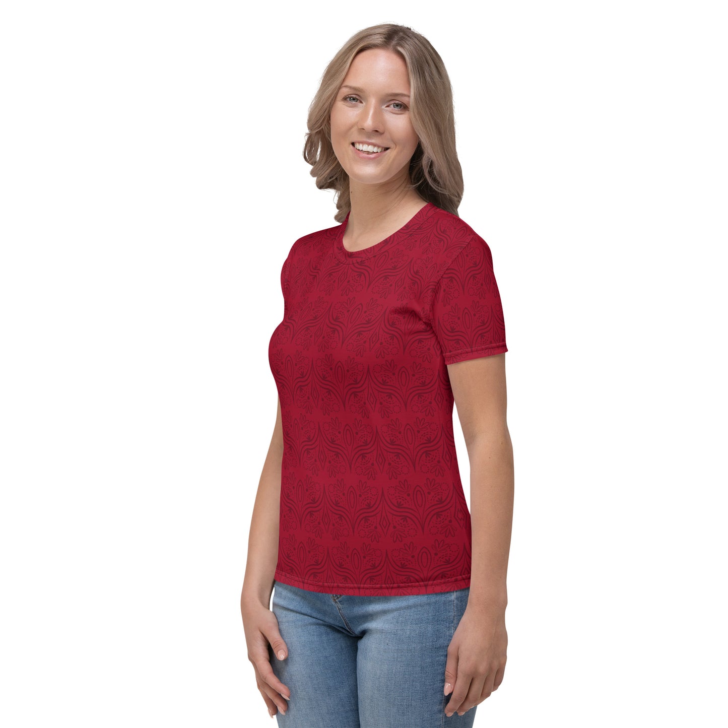 Geometric Star Red Women's Crew Neck T-Shirt