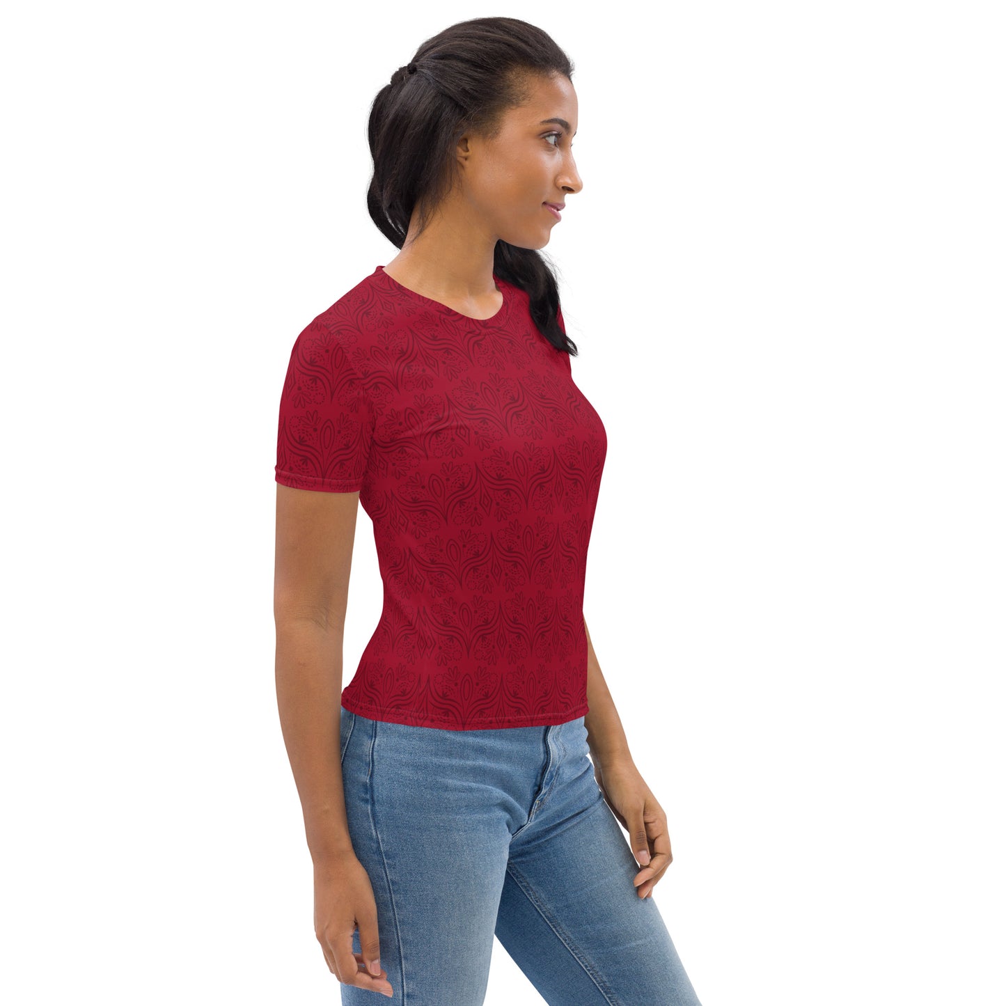 Geometric Star Red Women's Crew Neck T-Shirt