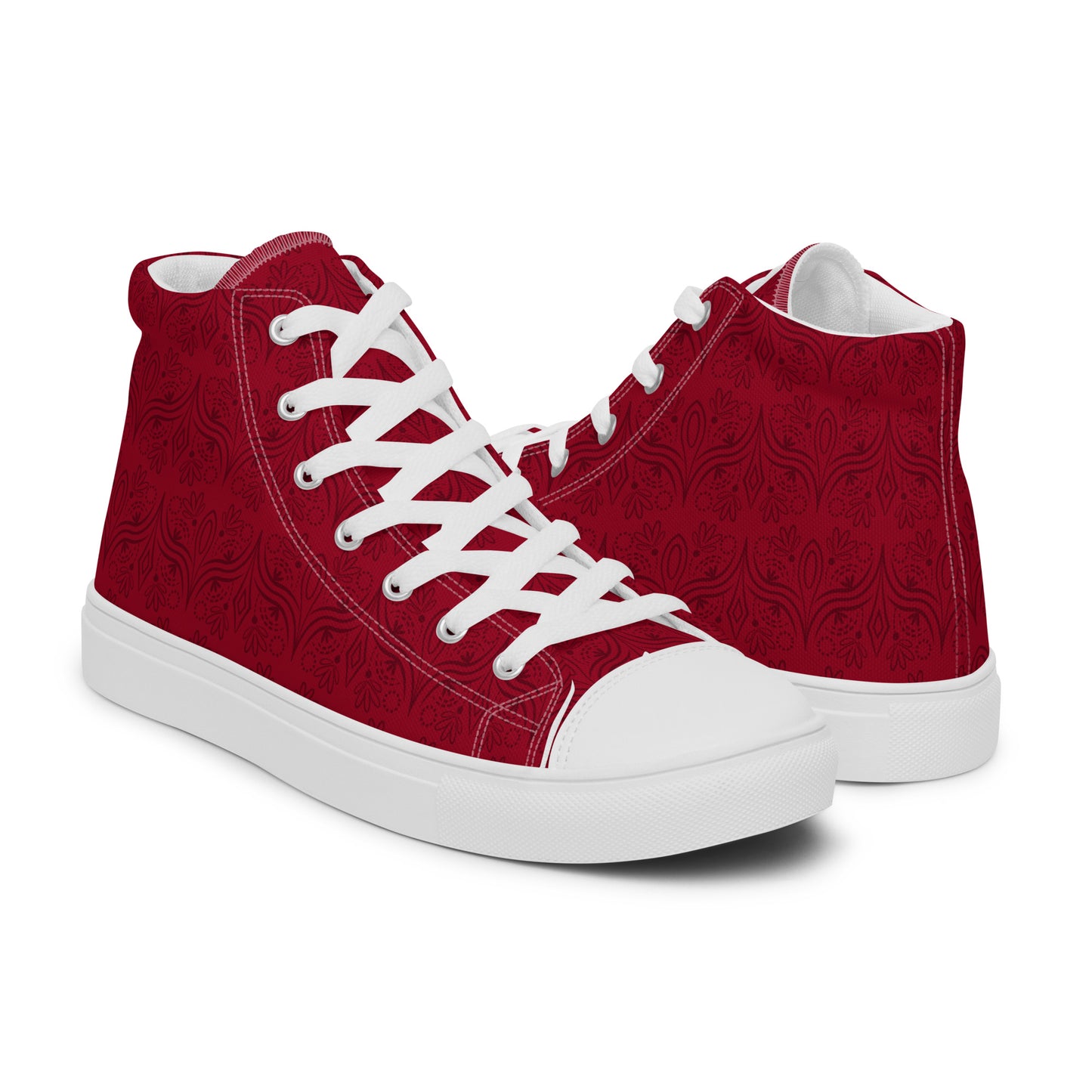 Geometric Star Red Women’s High Top Canvas Shoes