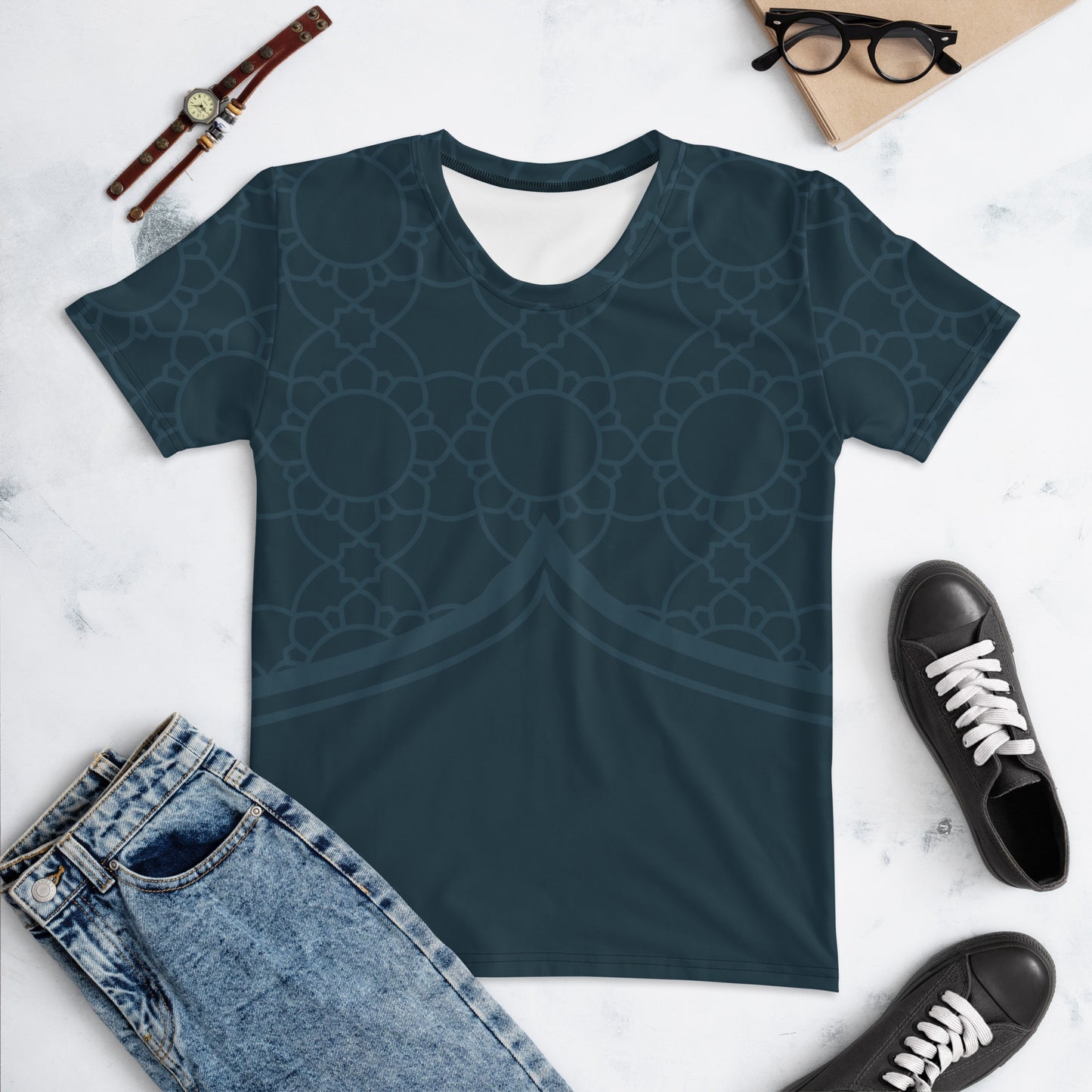 Geometric Winter Blue Women's Crew Neck T-Shirt