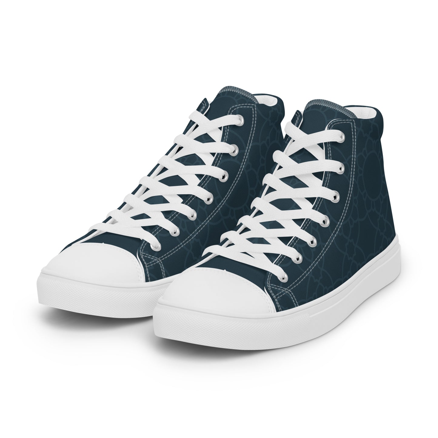 Geometric Winter Blue Women’s High Top Canvas Shoes