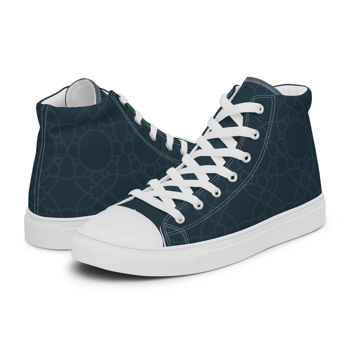 Geometric Winter Blue Women’s High Top Canvas Shoes