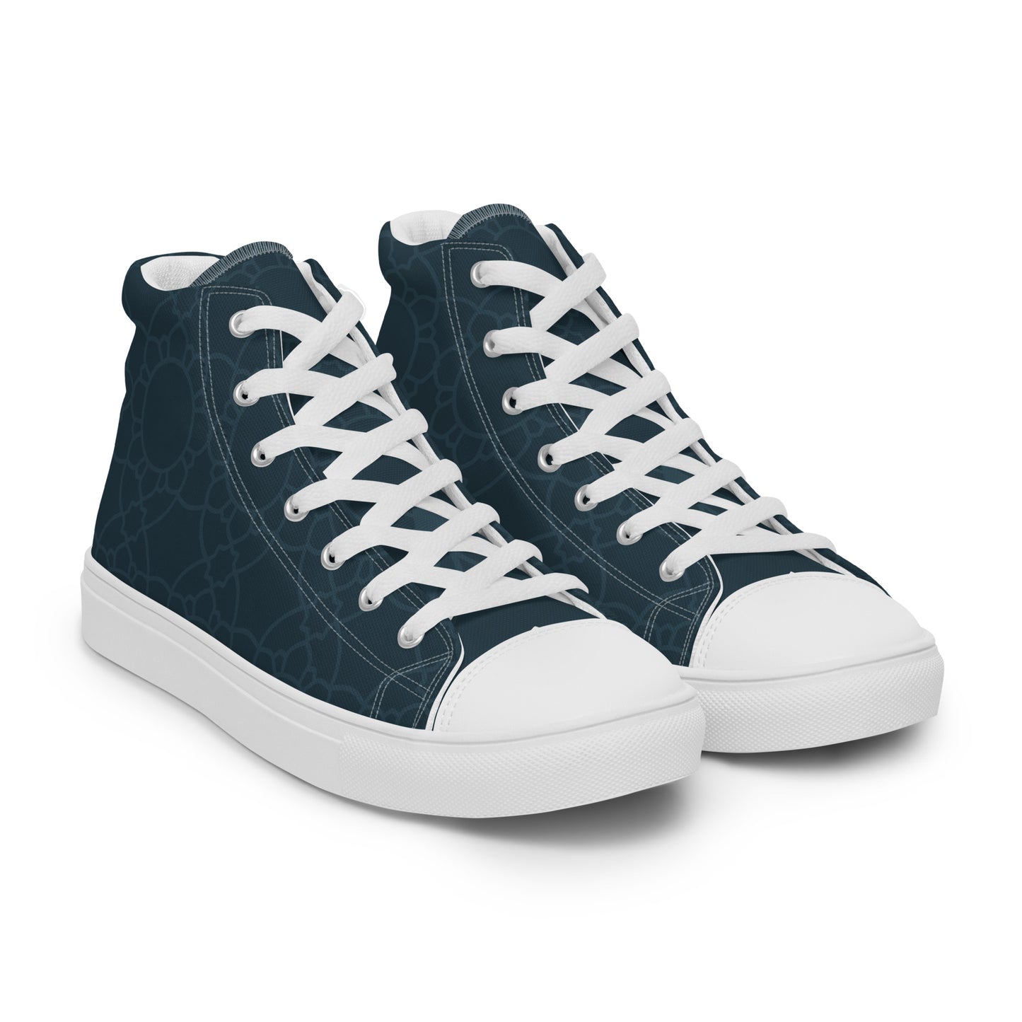 Geometric Winter Blue Women’s High Top Canvas Shoes