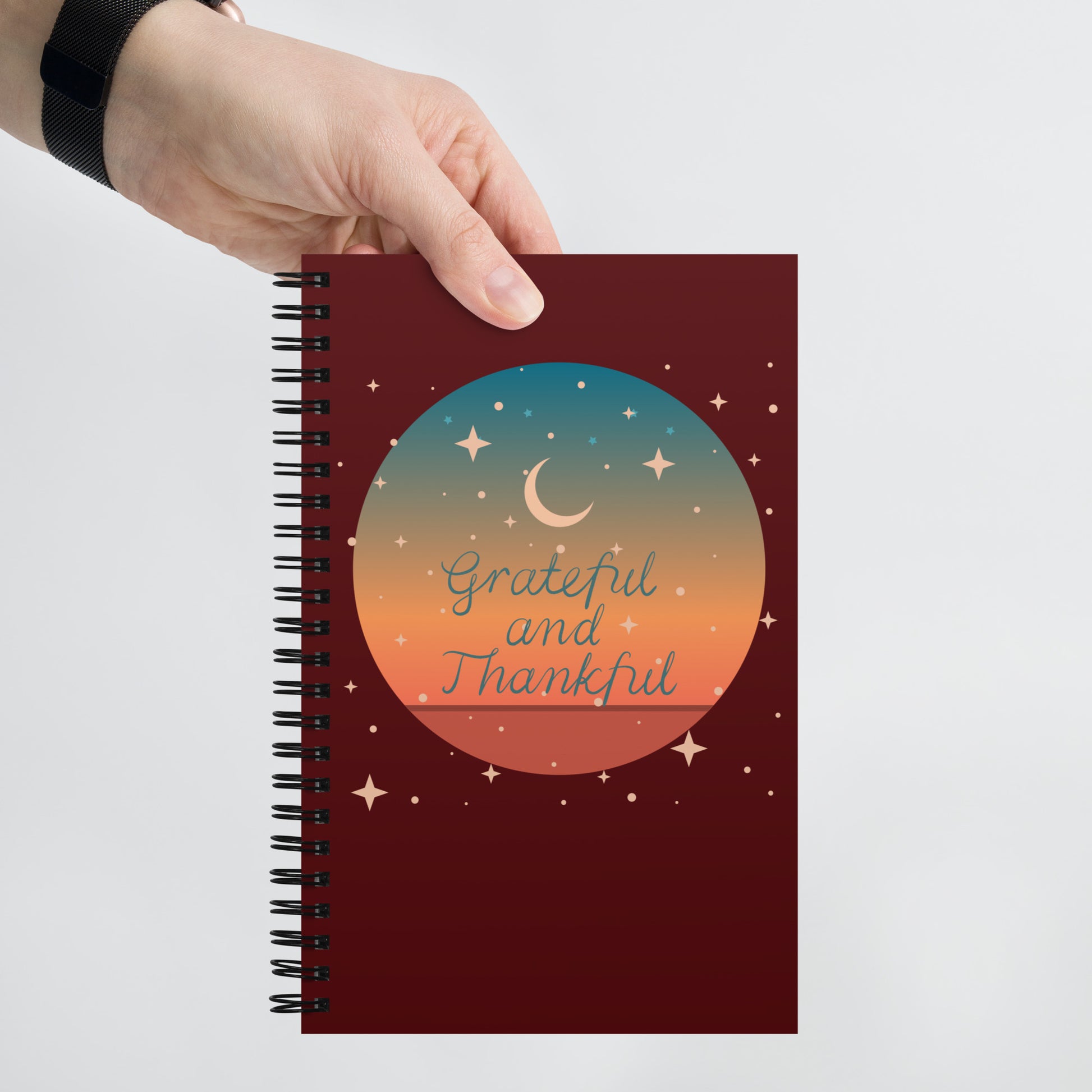 Grateful and thankful spiral-notebook-white-front-in hand