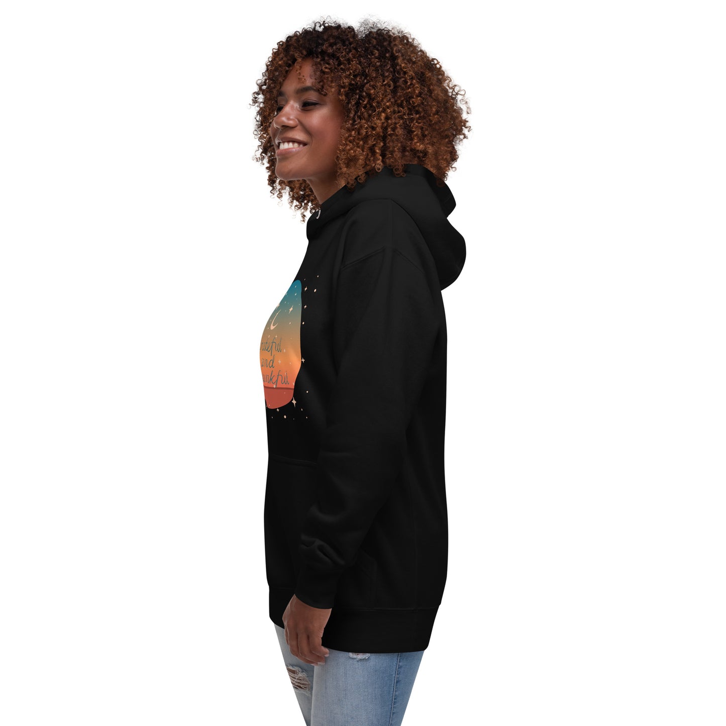 Grateful and thankful unisex-premium-hoodie-black-left-front