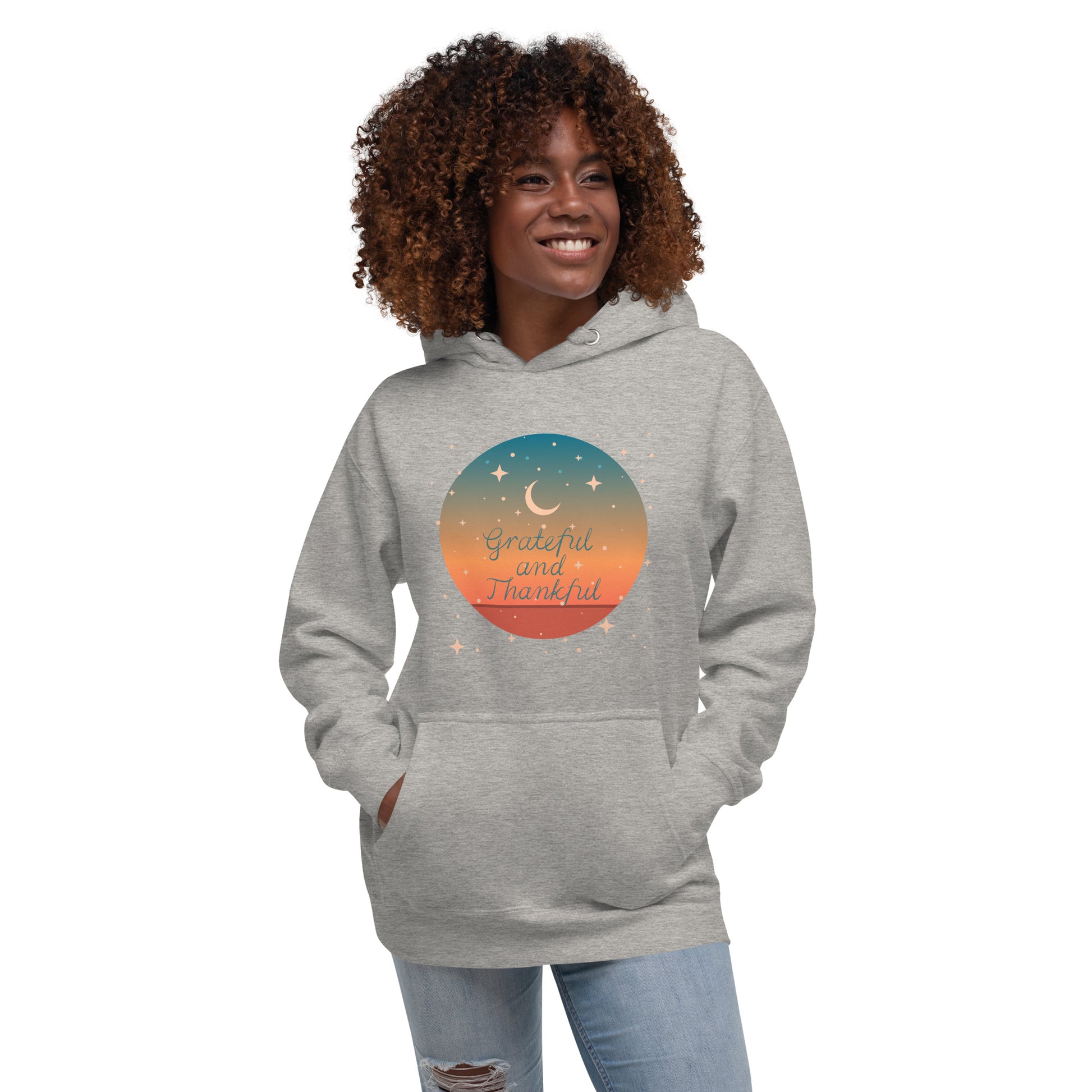 Grateful and thankful unisex-premium-hoodie-carbon-grey-front