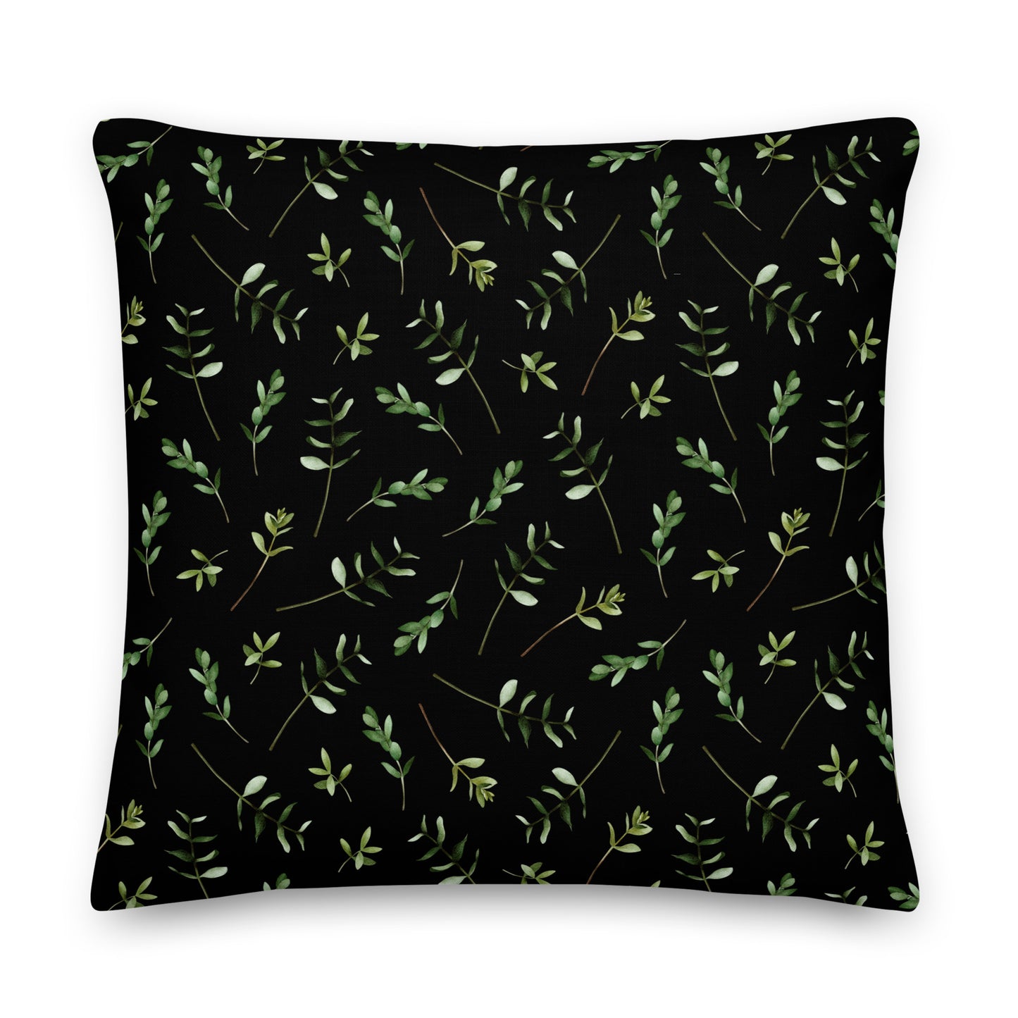 Greenery Black Wood Green Premium Throw Pillow
