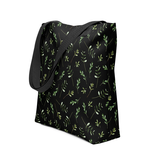 Greenery Black Wood Green Tote Bag