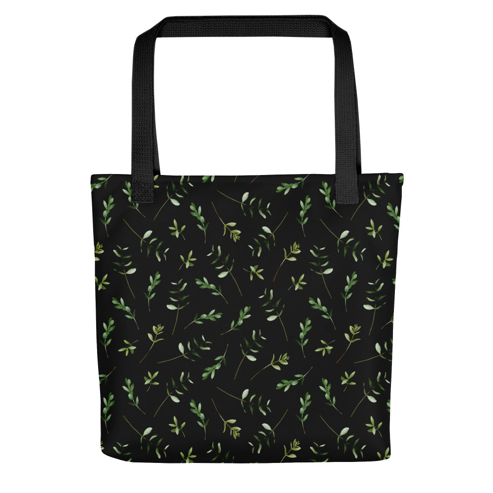 Greenery Black Wood Green Tote Bag