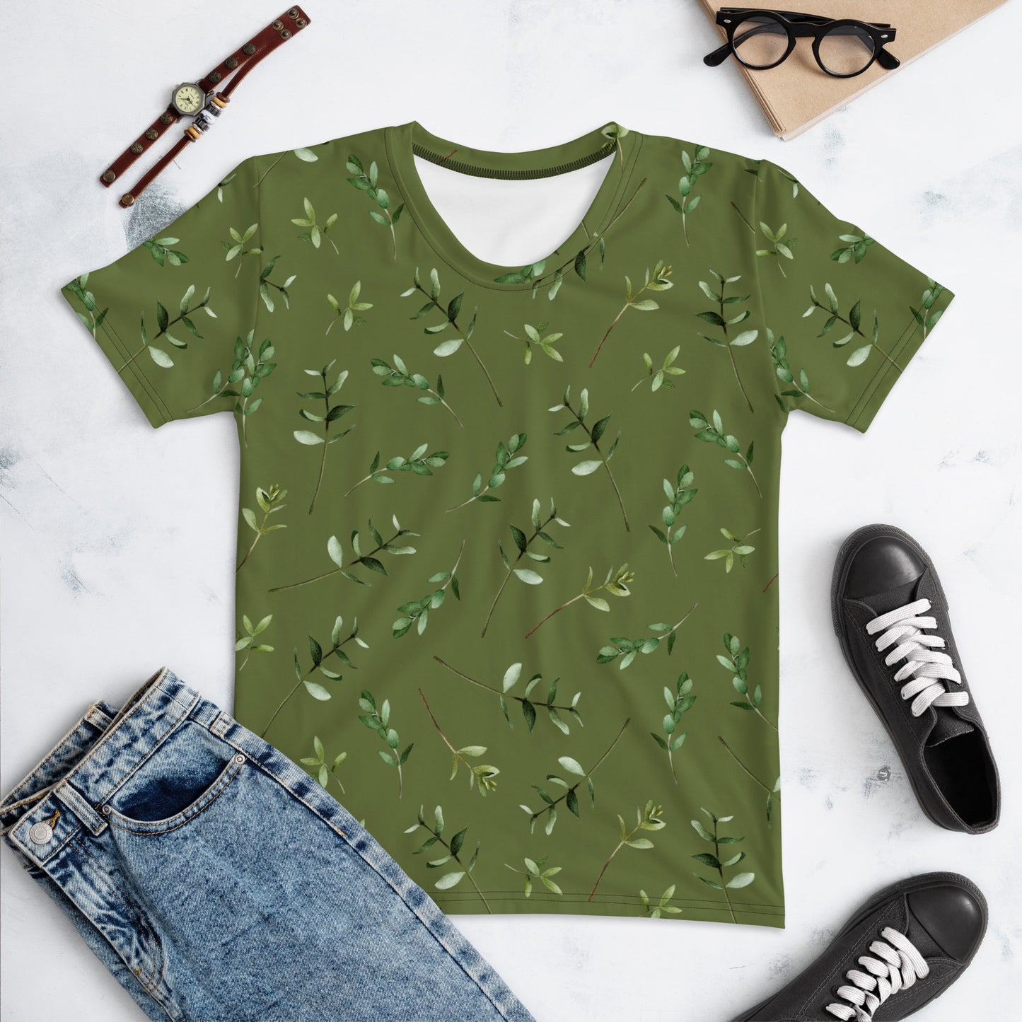 Greenery Wood Green Women's Crew Neck T-Shirt