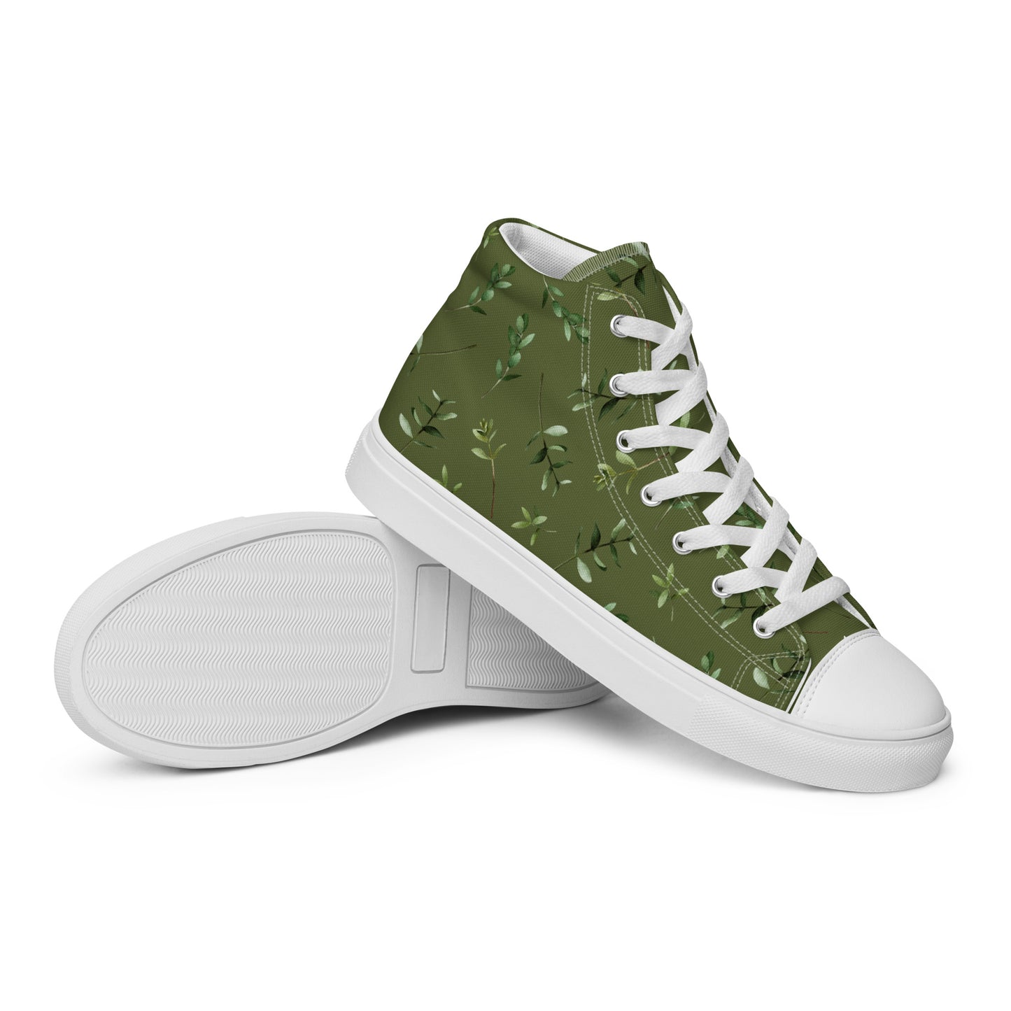Greenery Wood Green Women’s High Top Canvas Shoes