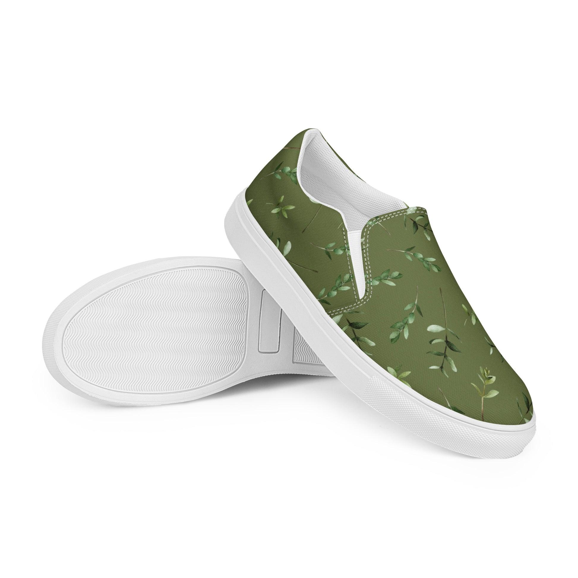 Greenery Wood Green womens-slip-on-canvas-shoes--right-front-