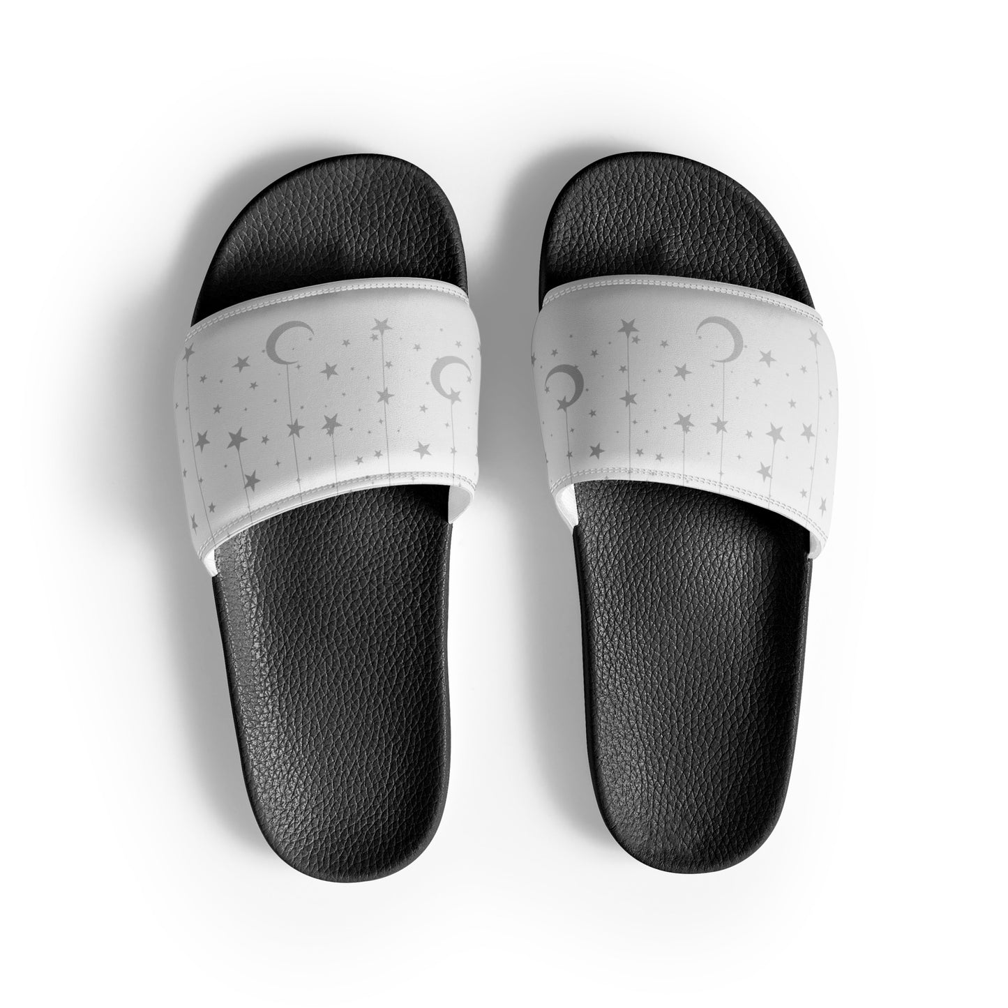 Grey Moon Star womens-slides-sandals black-front