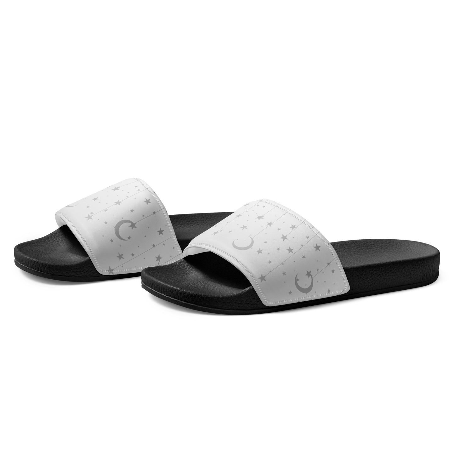 Grey Moon Star womens-slides-sandals black-left-front