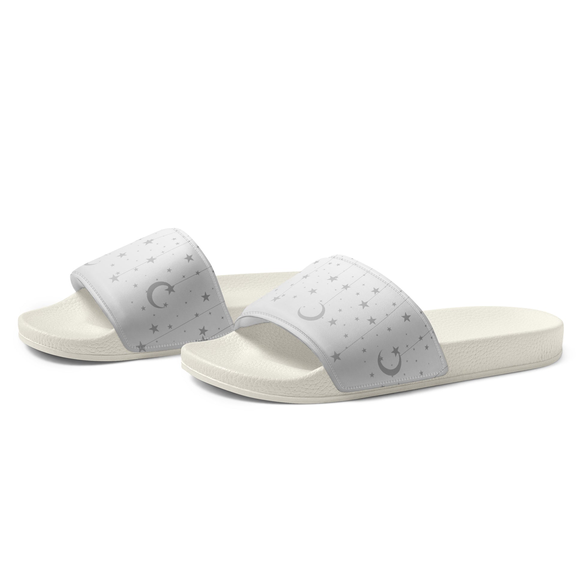 Grey Moon Star womens-slides-sandals white-left-front