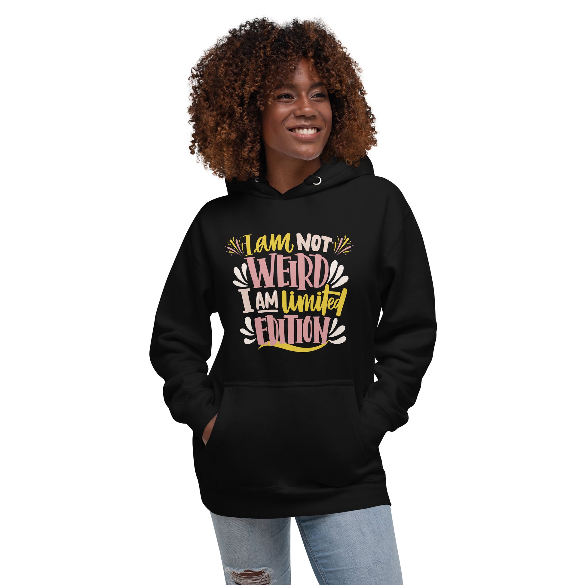 I am not weird unisex-premium-hoodie-black-front