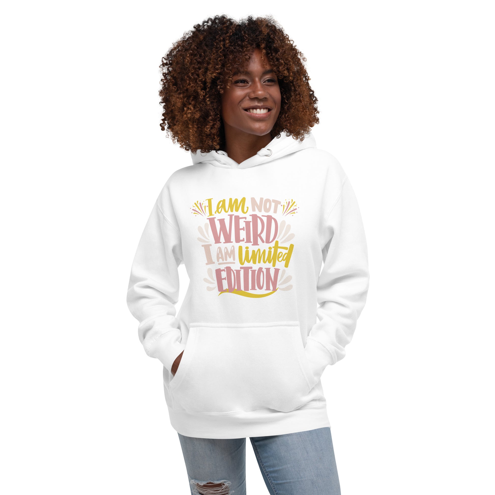 I am not weird unisex-premium-hoodie-white-front