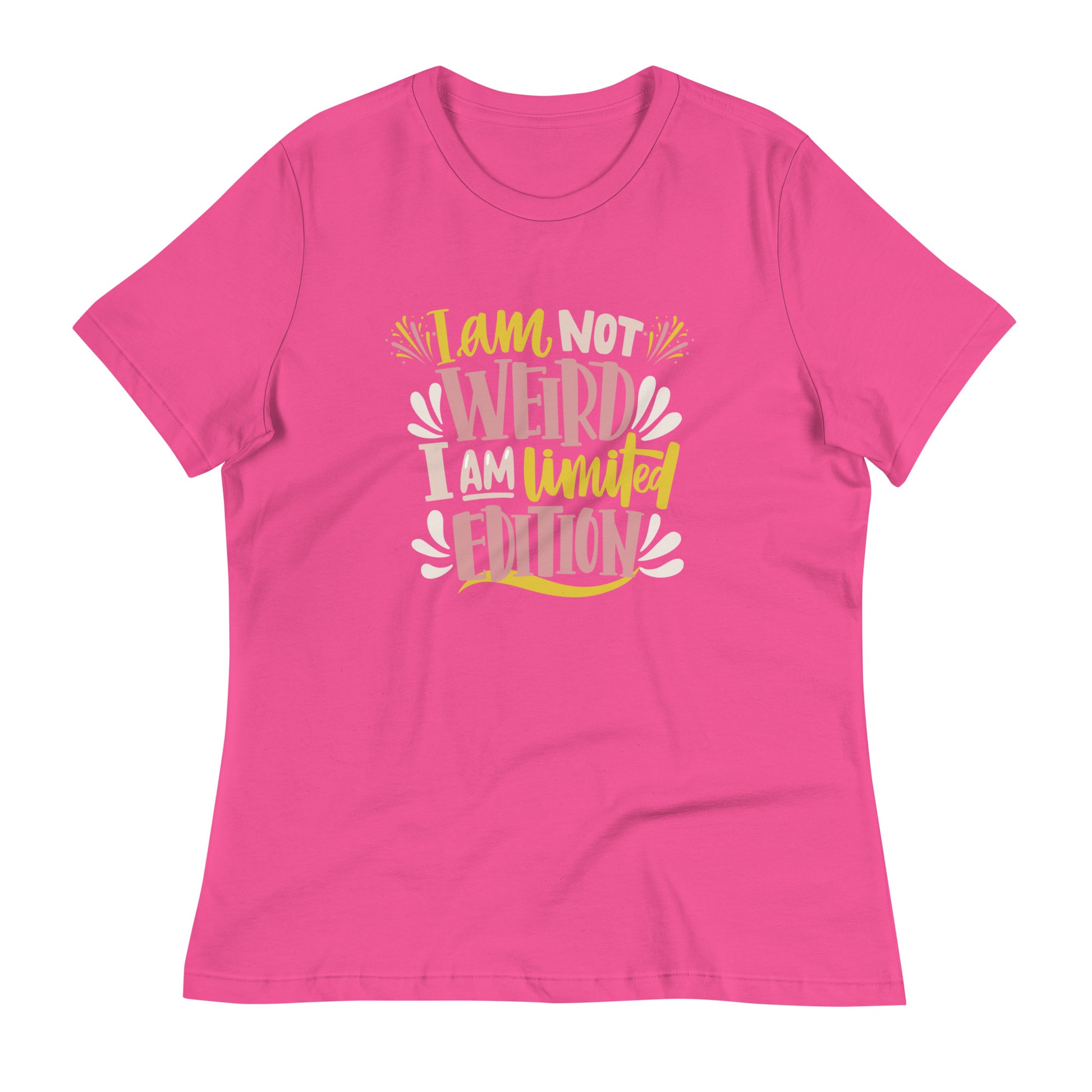 I am not weird womens-relaxed-t-shirt-berry-front-flat