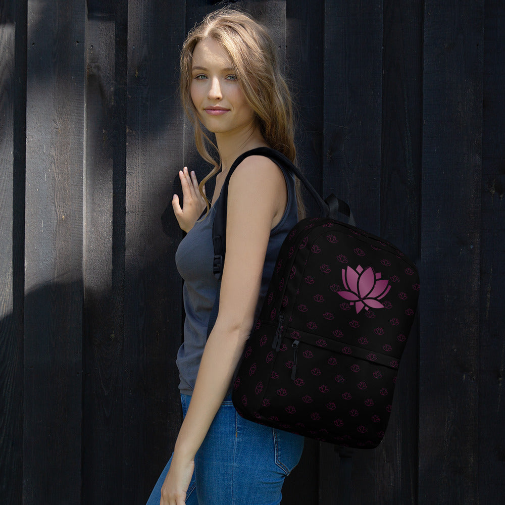 Lotus Flower Black Purple Power Backpack