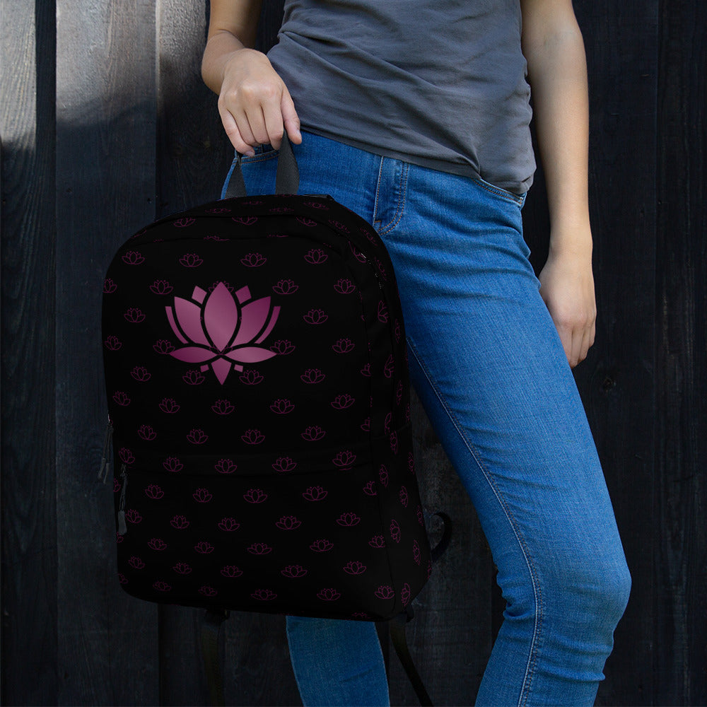 Lotus Flower Black Purple Power Backpack