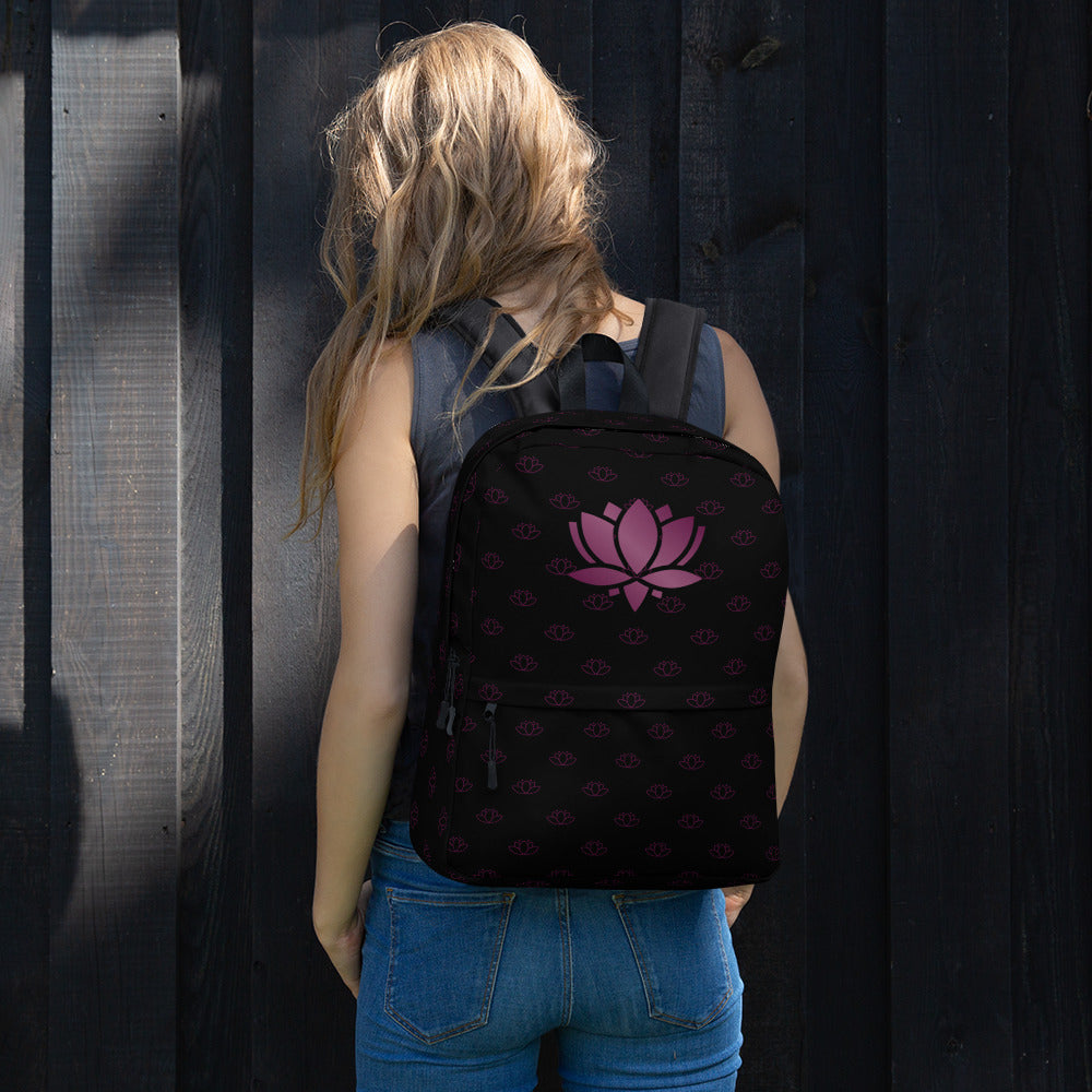 Lotus Flower Black Purple Power Backpack