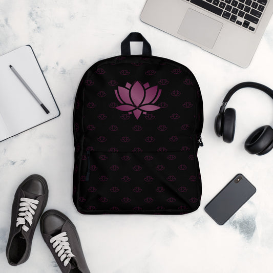 Lotus Flower Black Purple Power Backpack
