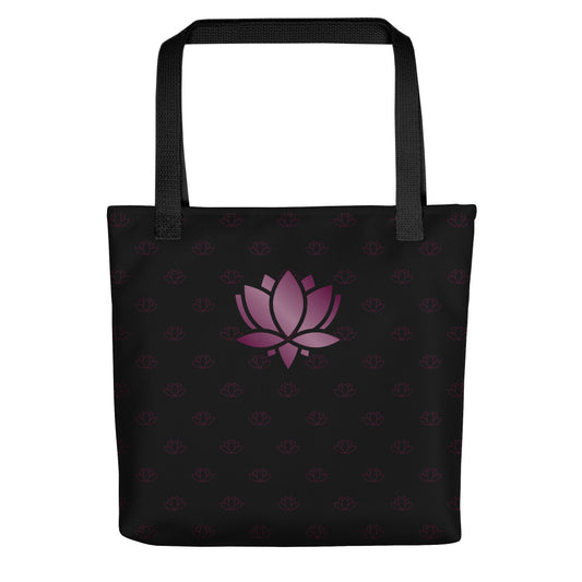 Lotus Flower Black Purple Power Tote Bag