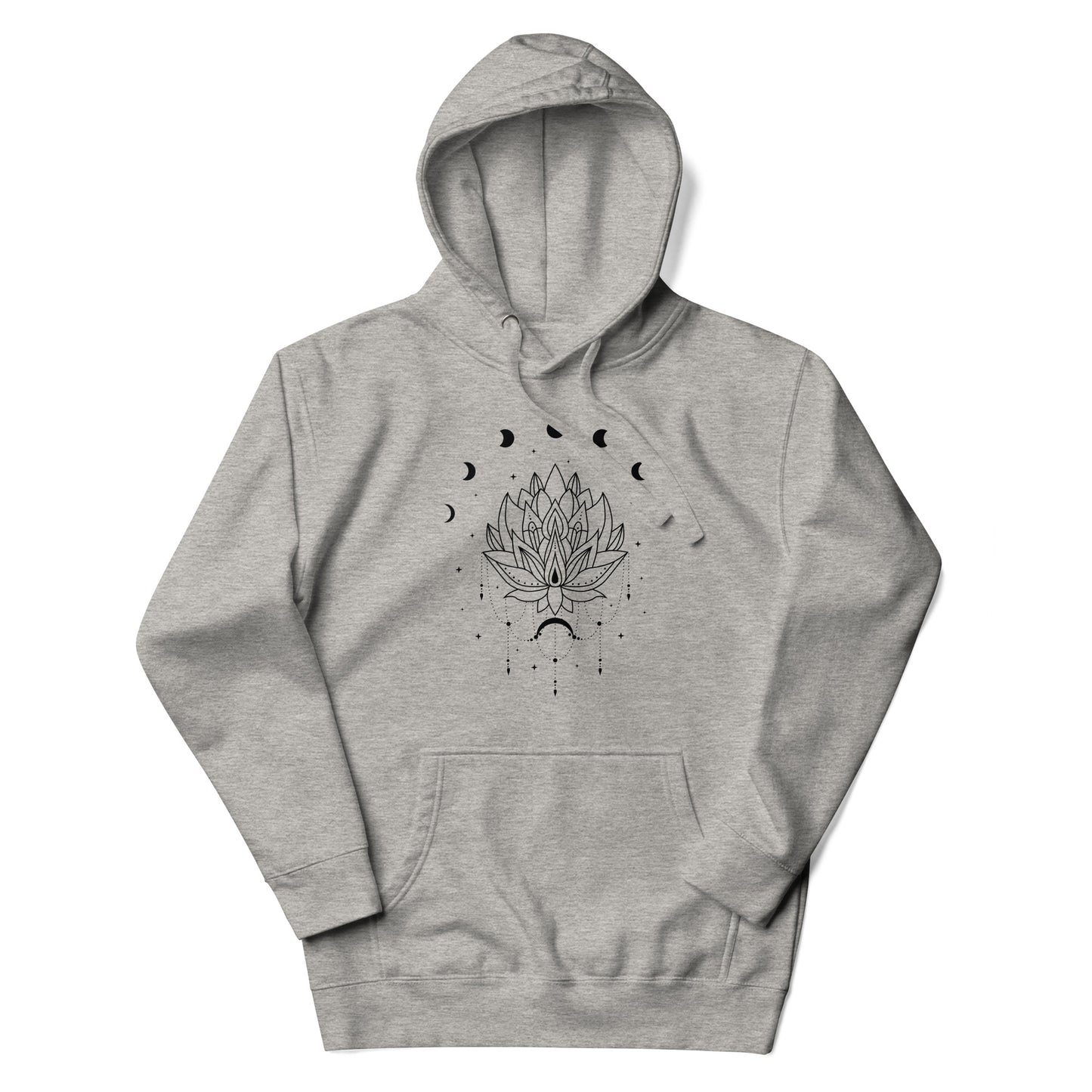 Lotus Moon Phase unisex-premium-hoodie-carbon-grey-front