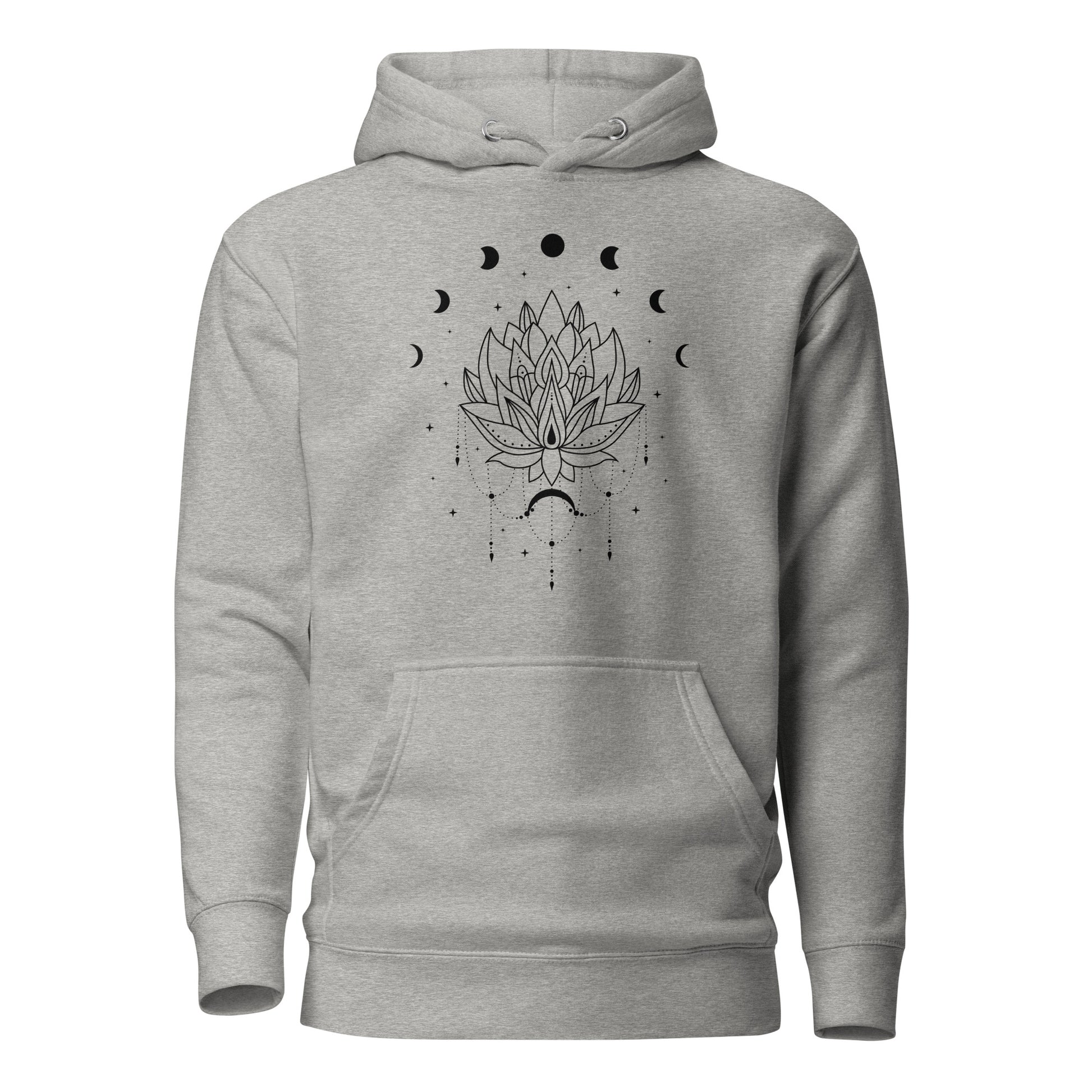 Lotus Moon Phase unisex-premium-hoodie-carbon-grey-front 1