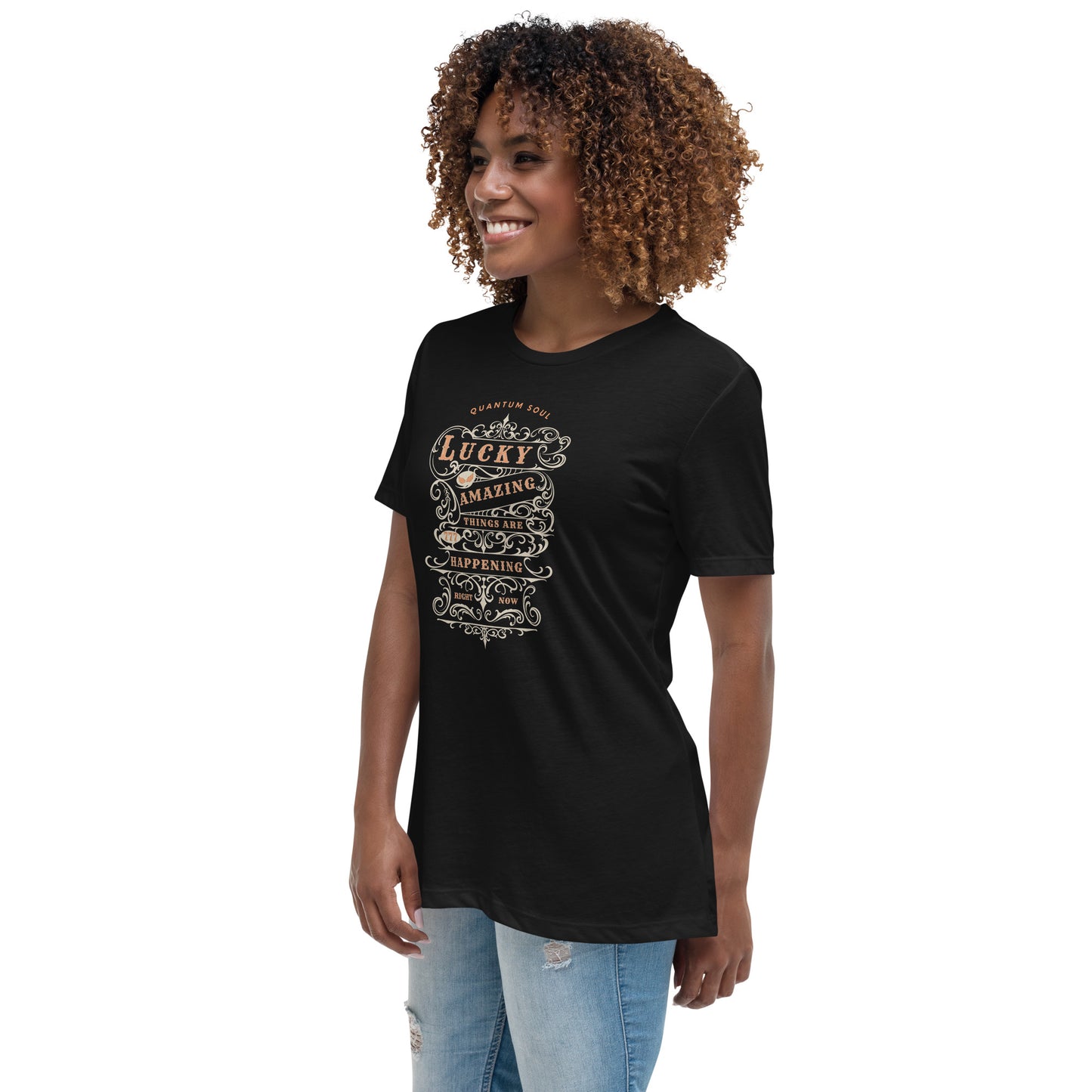 Lucky 777 womens-relaxed-t-shirt-black-left-front