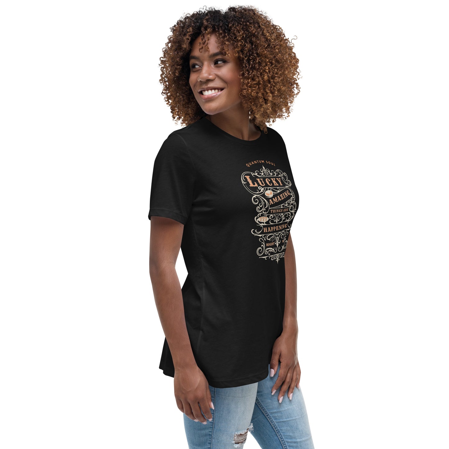 Lucky 777 womens-relaxed-t-shirt-black-right-front