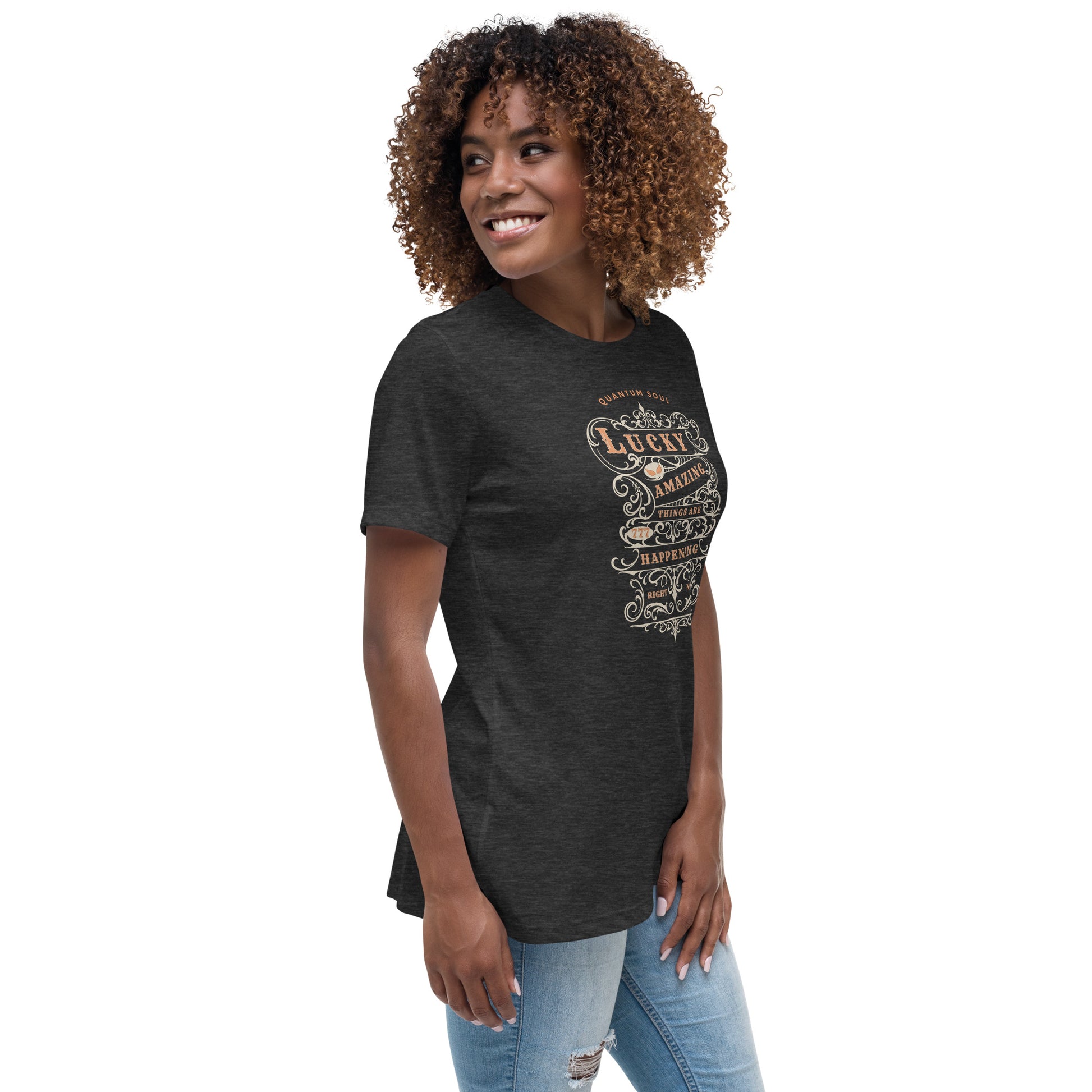Lucky 777 womens-relaxed-t-shirt-dark-grey-heather-right-front