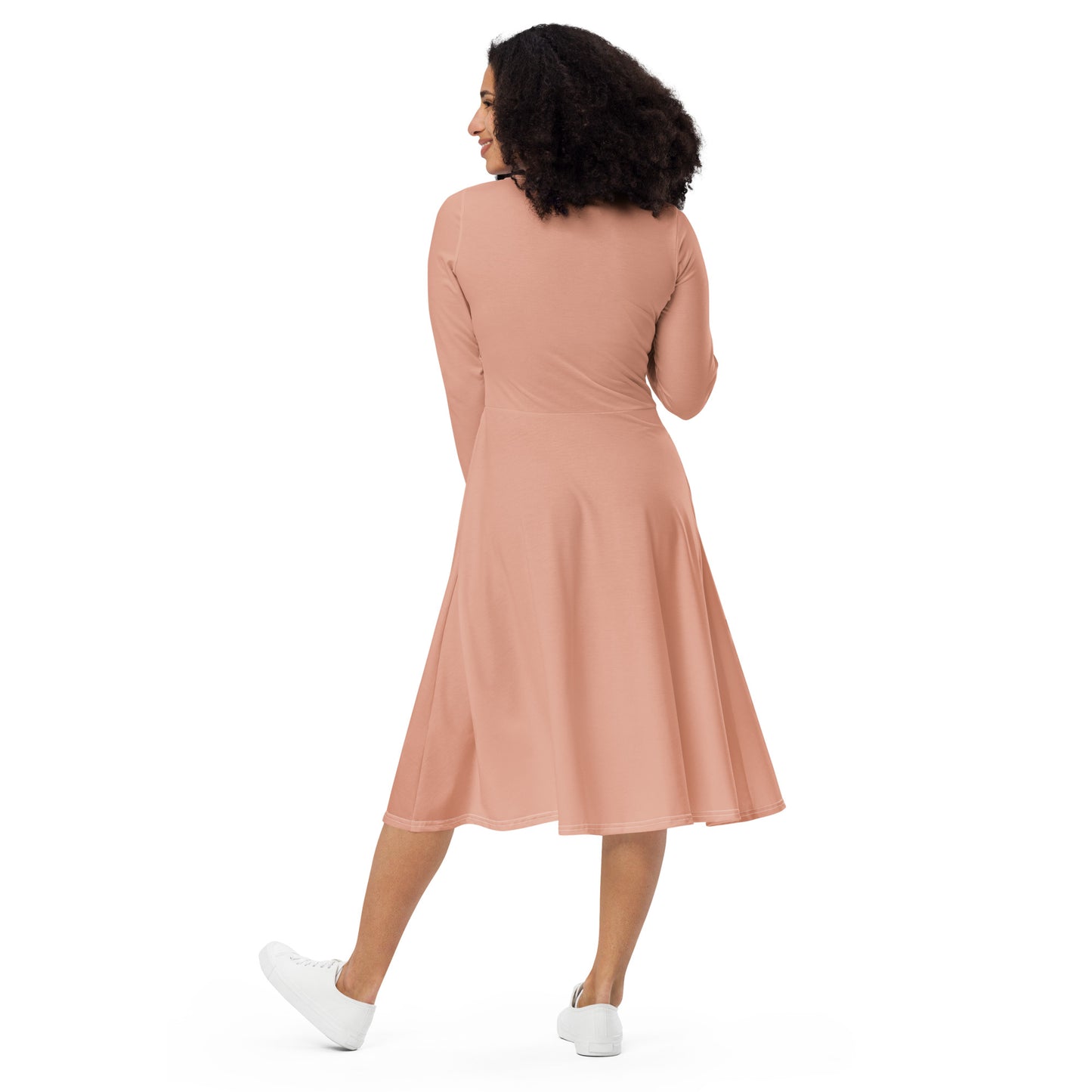 Lucky Pink-long-sleeve-midi-dress-back