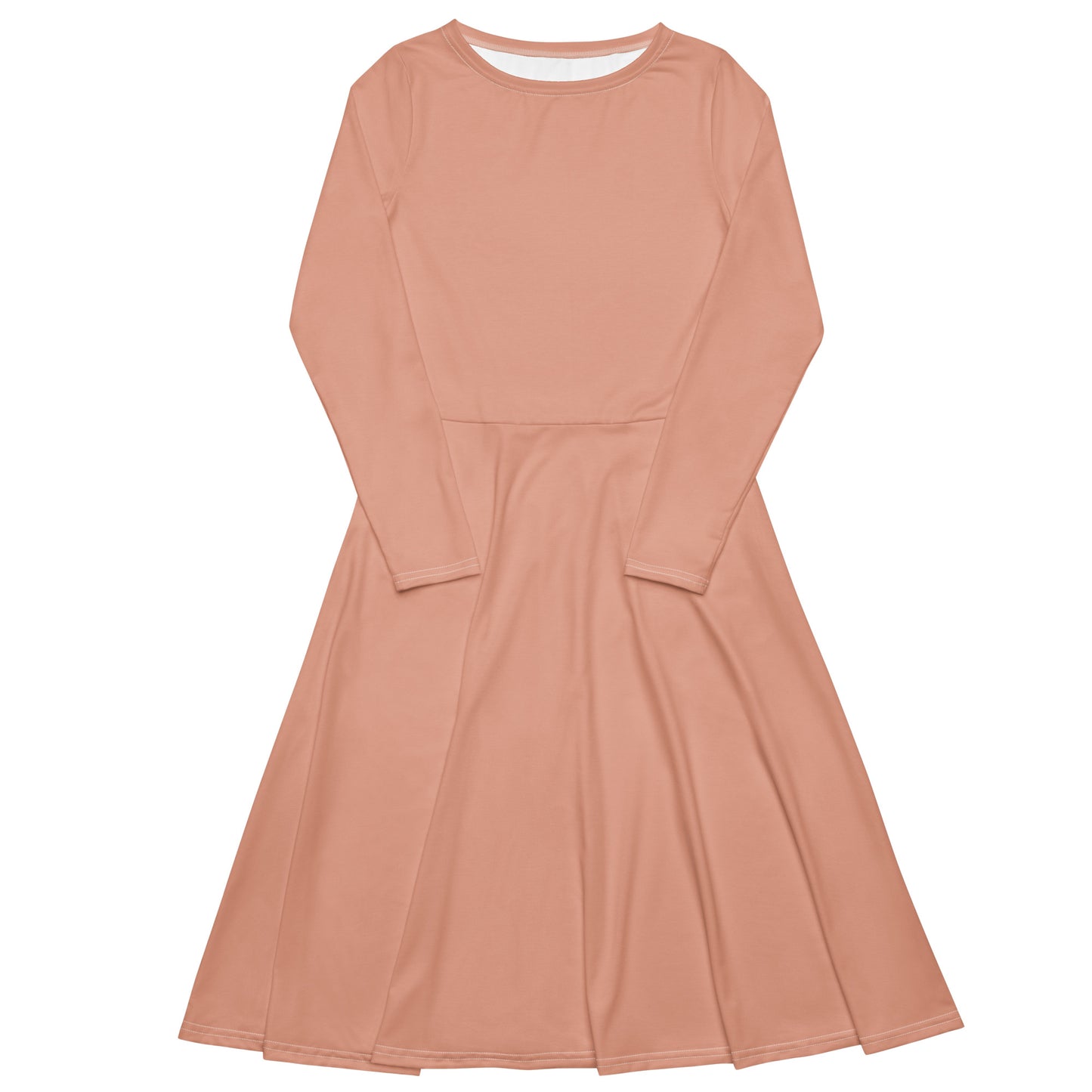 Lucky Pink-long-sleeve-midi-dress-front-flat