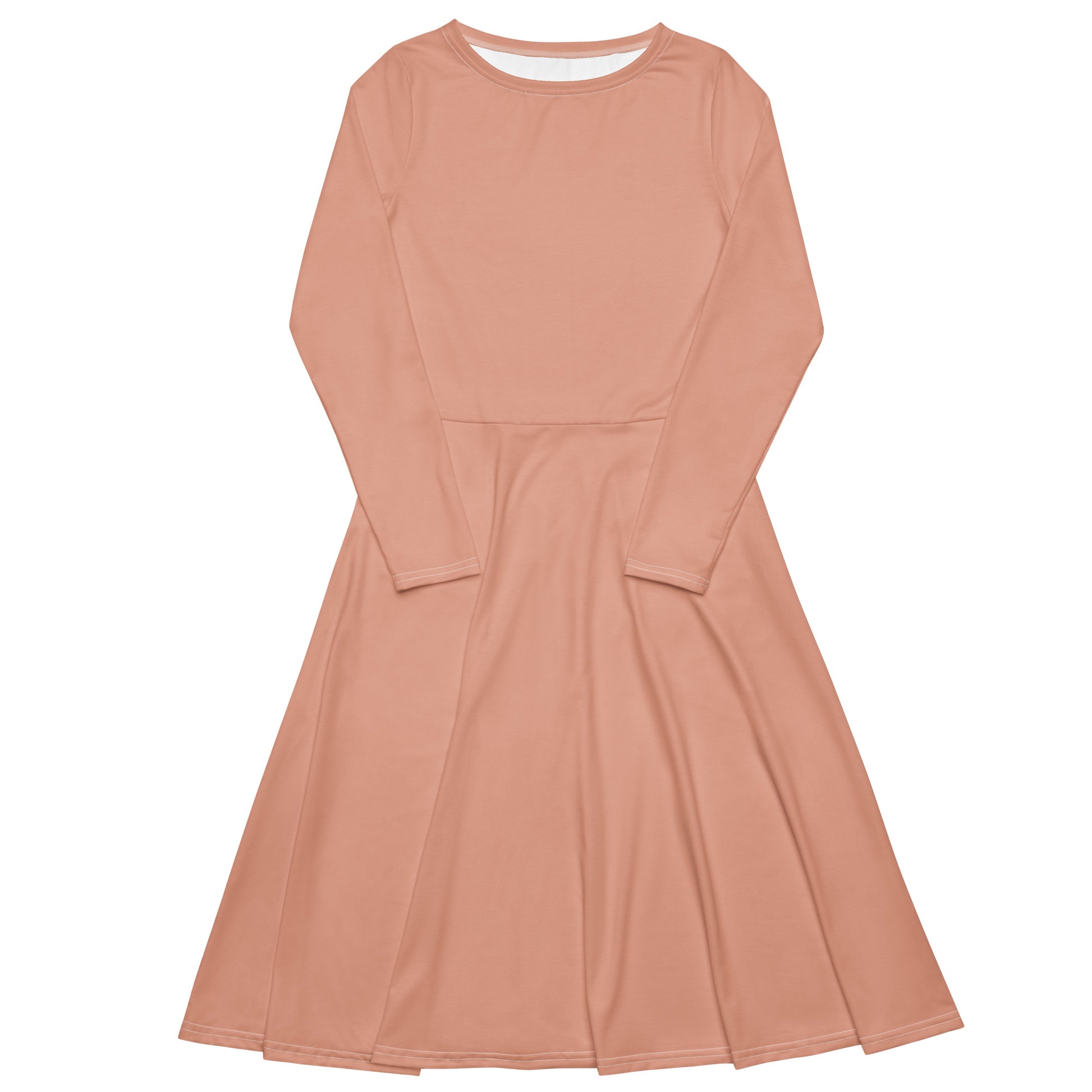 Lucky Pink-long-sleeve-midi-dress-front-flat