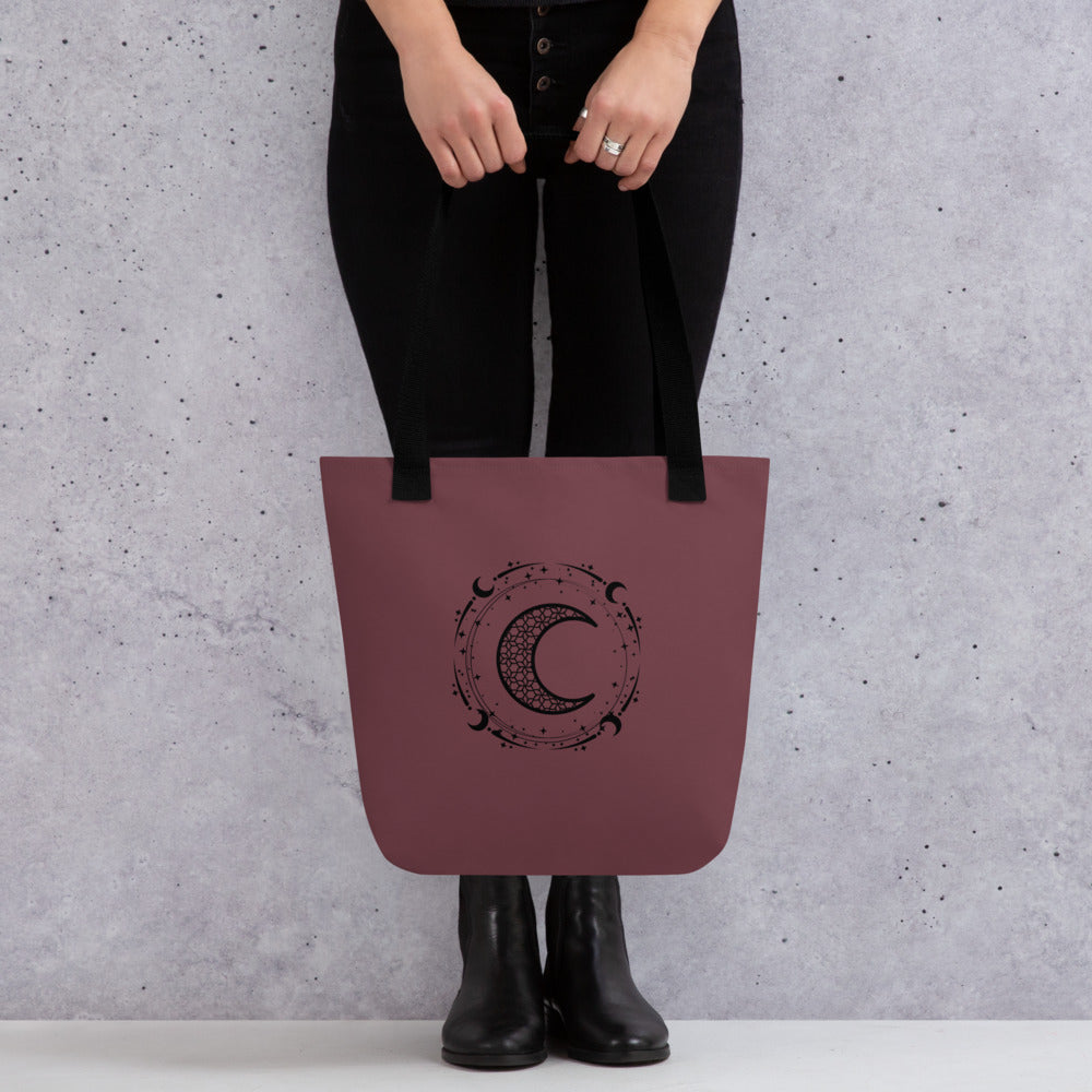 Moon Star Circle Purple Peace Tote Bag