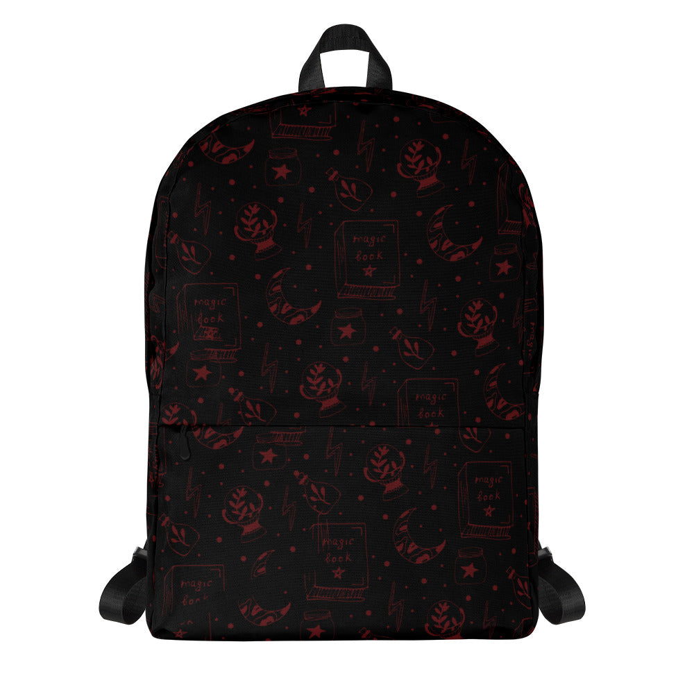 Magic Book Black Galaxy Red Backpack