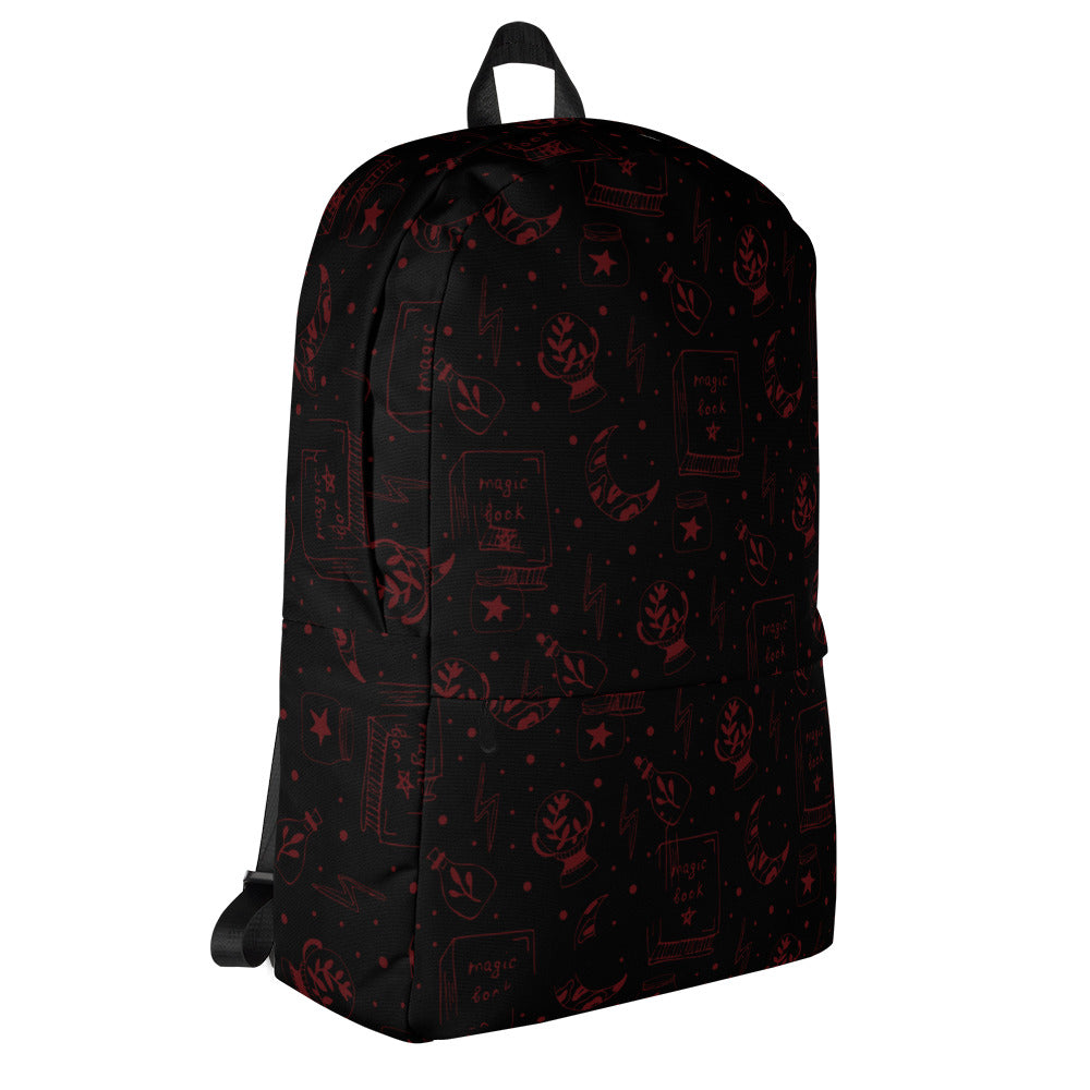 Magic Book Black Galaxy Red Backpack