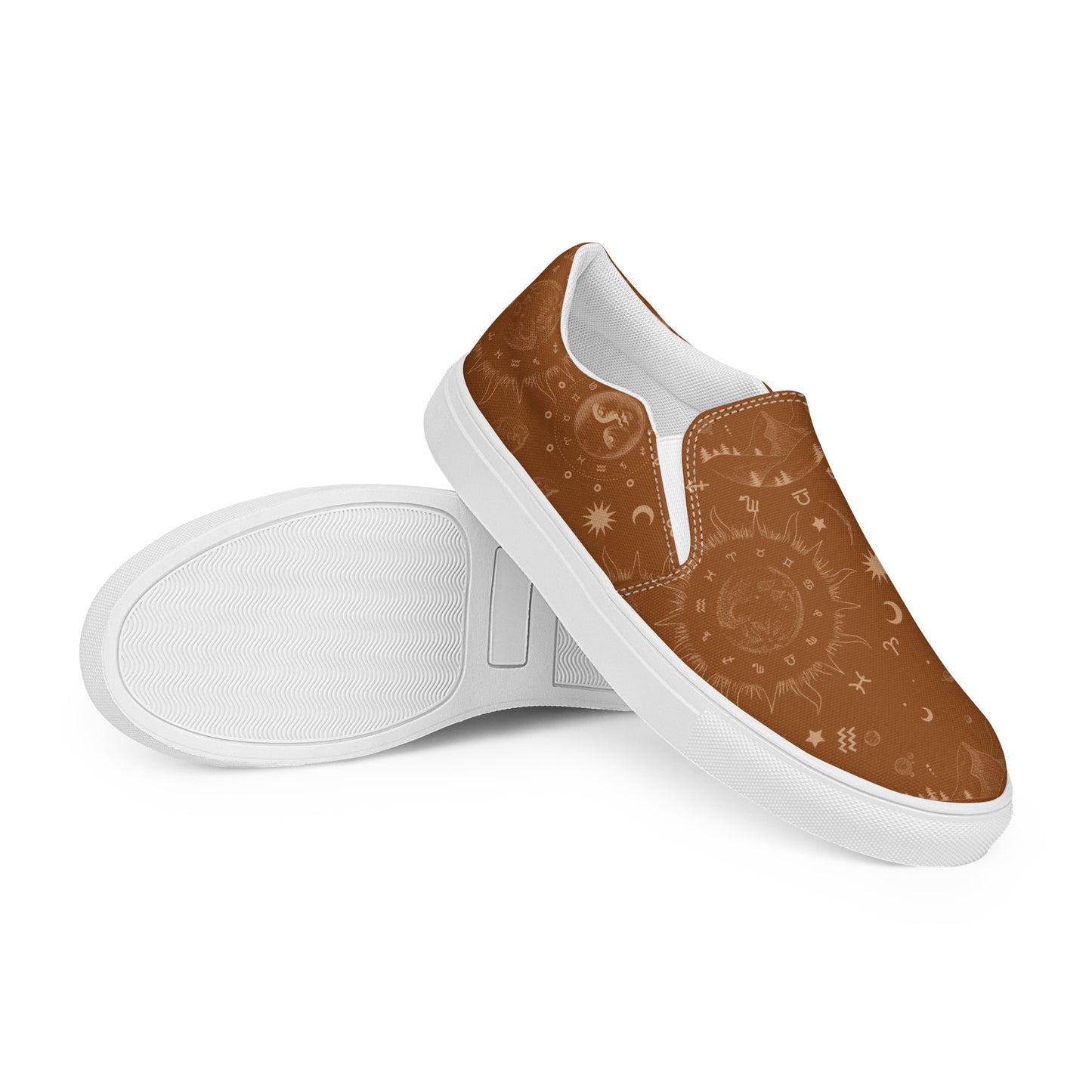 Moon Galaxy womens-slip-on-canvas-shoes-brown-right-front