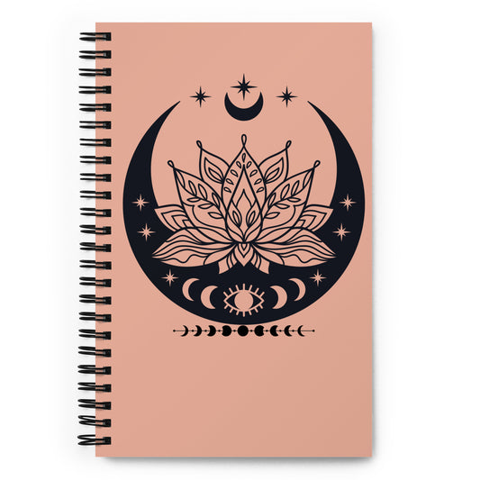 Moon Lotus Flower spiral-notebook-white-front