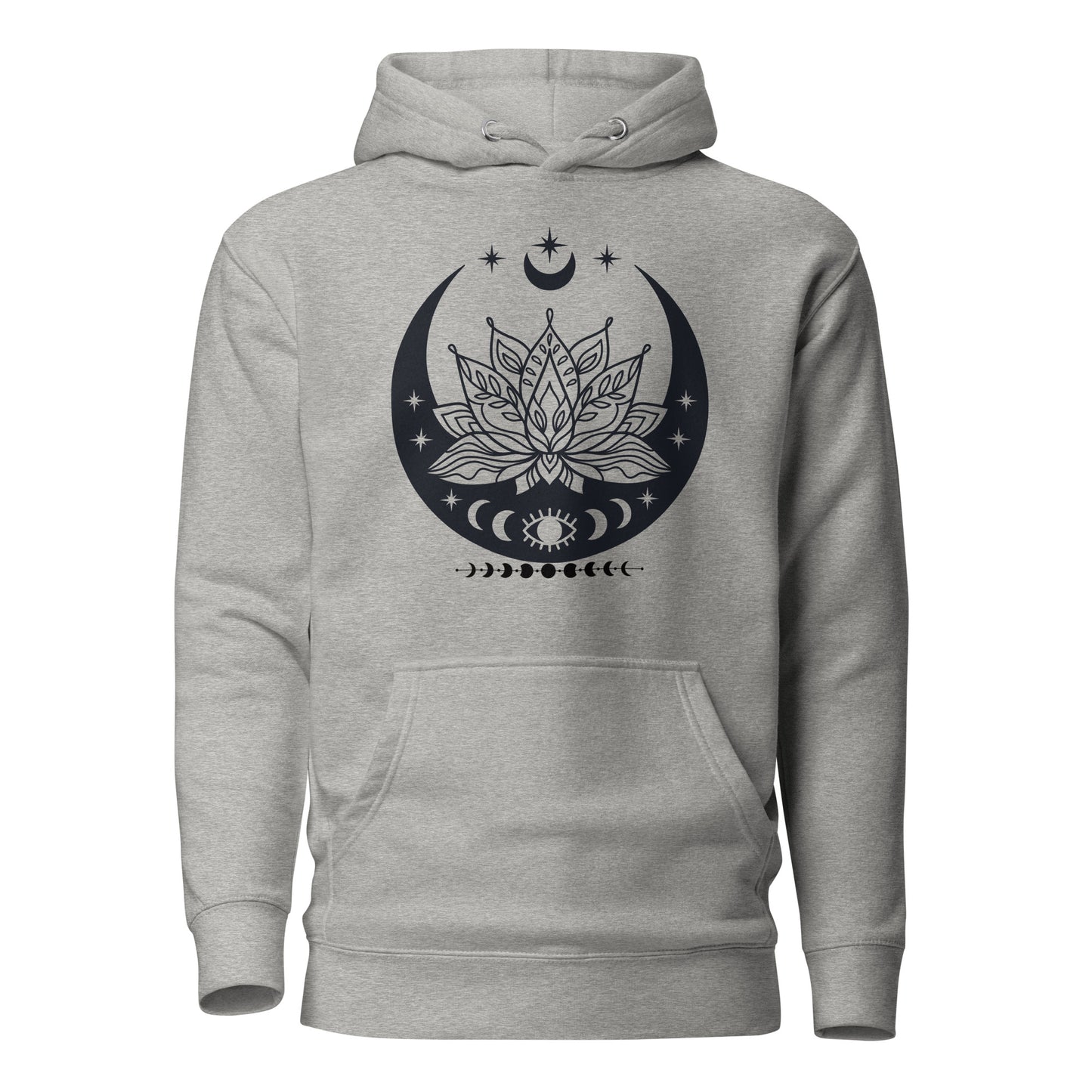 Moon Lotus Flower unisex-premium-hoodie-carbon-grey-front