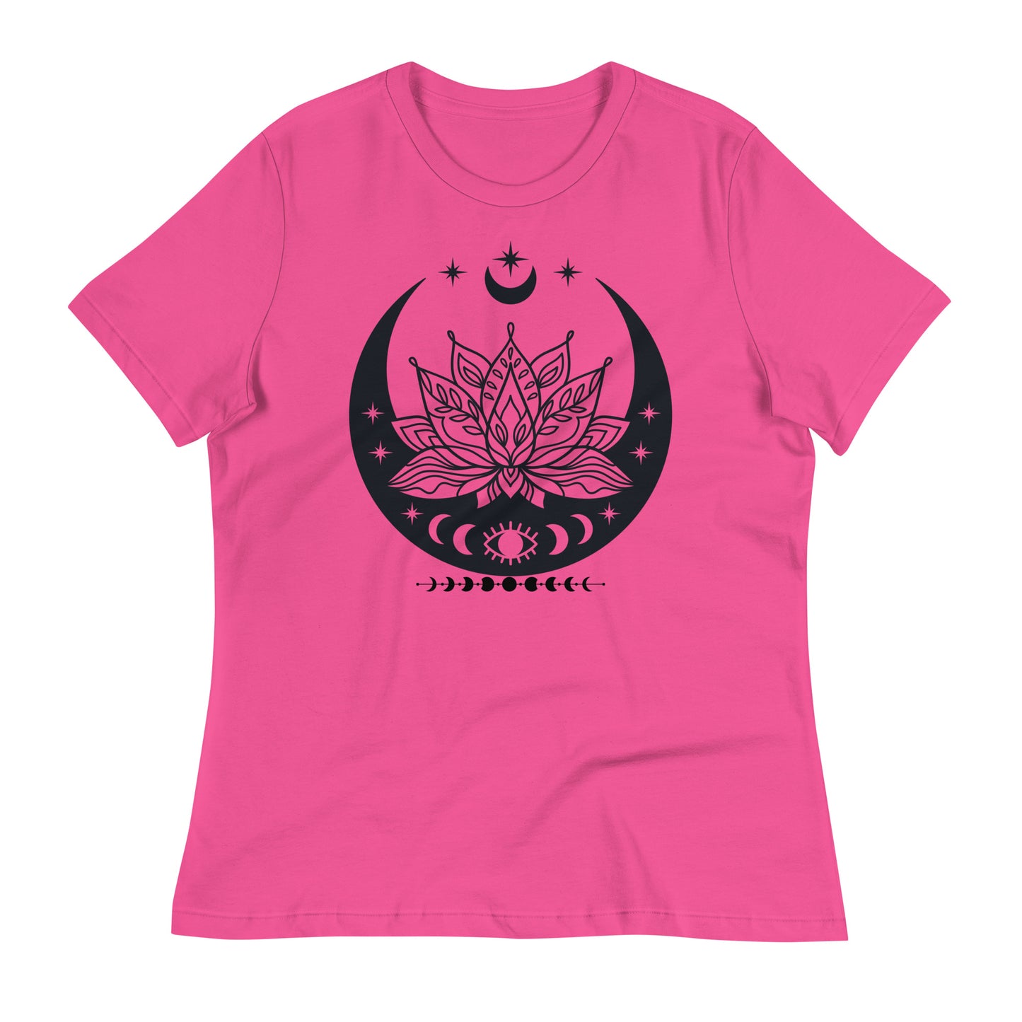 Moon Lotus Flower womens-relaxed-t-shirt-berry-front-flat